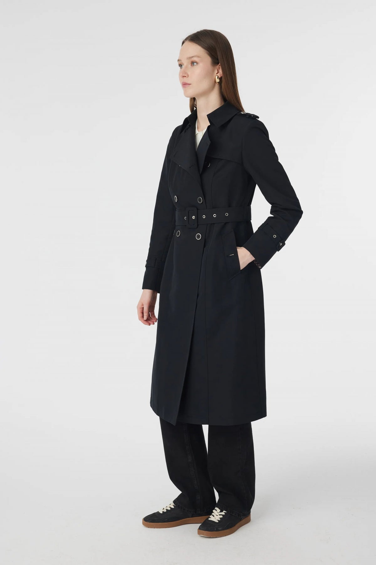 12528 LESNA TRENÇ 38- Siyah Trençkot 12528