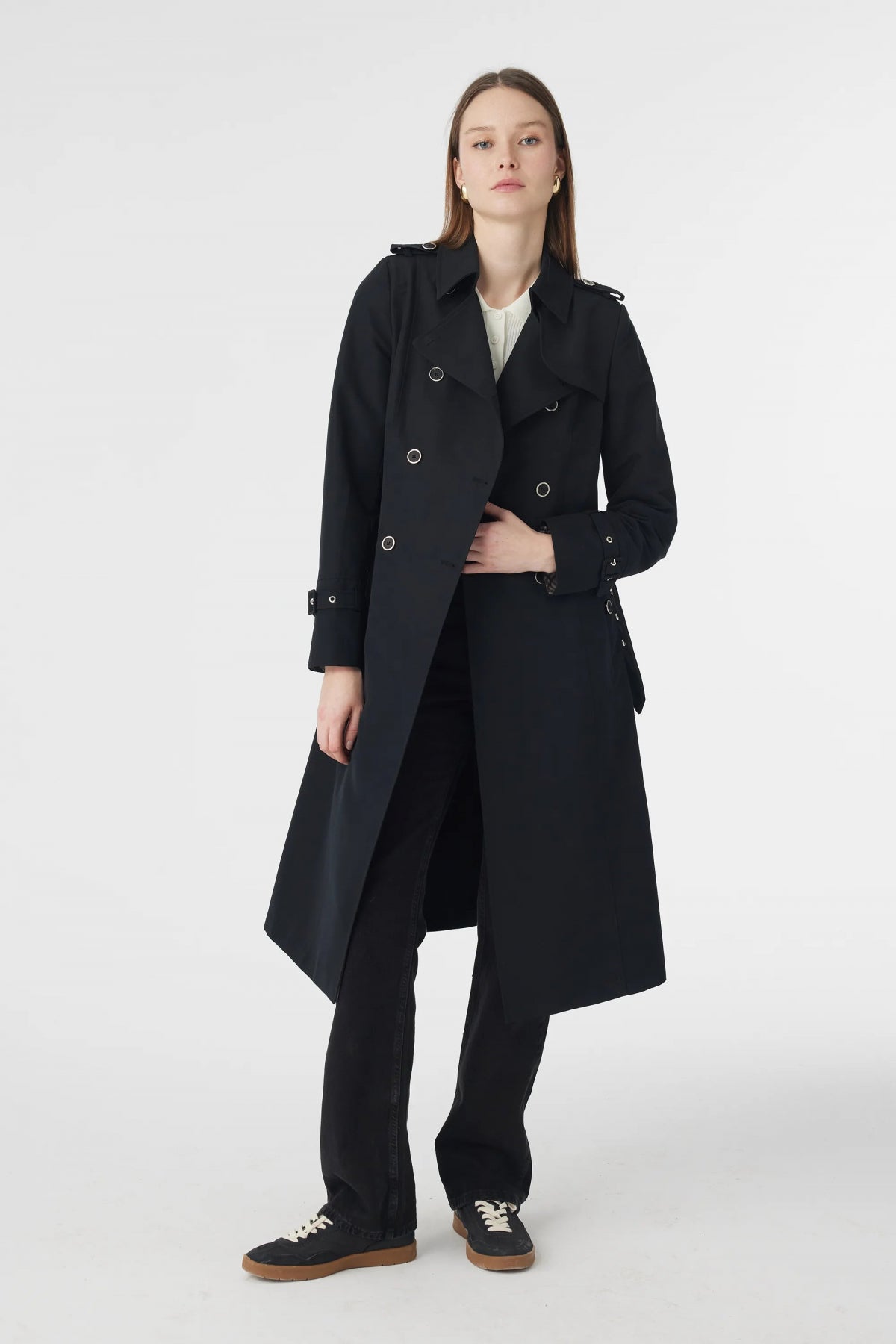 12528 LESNA TRENÇ 38- Siyah Trençkot 12528