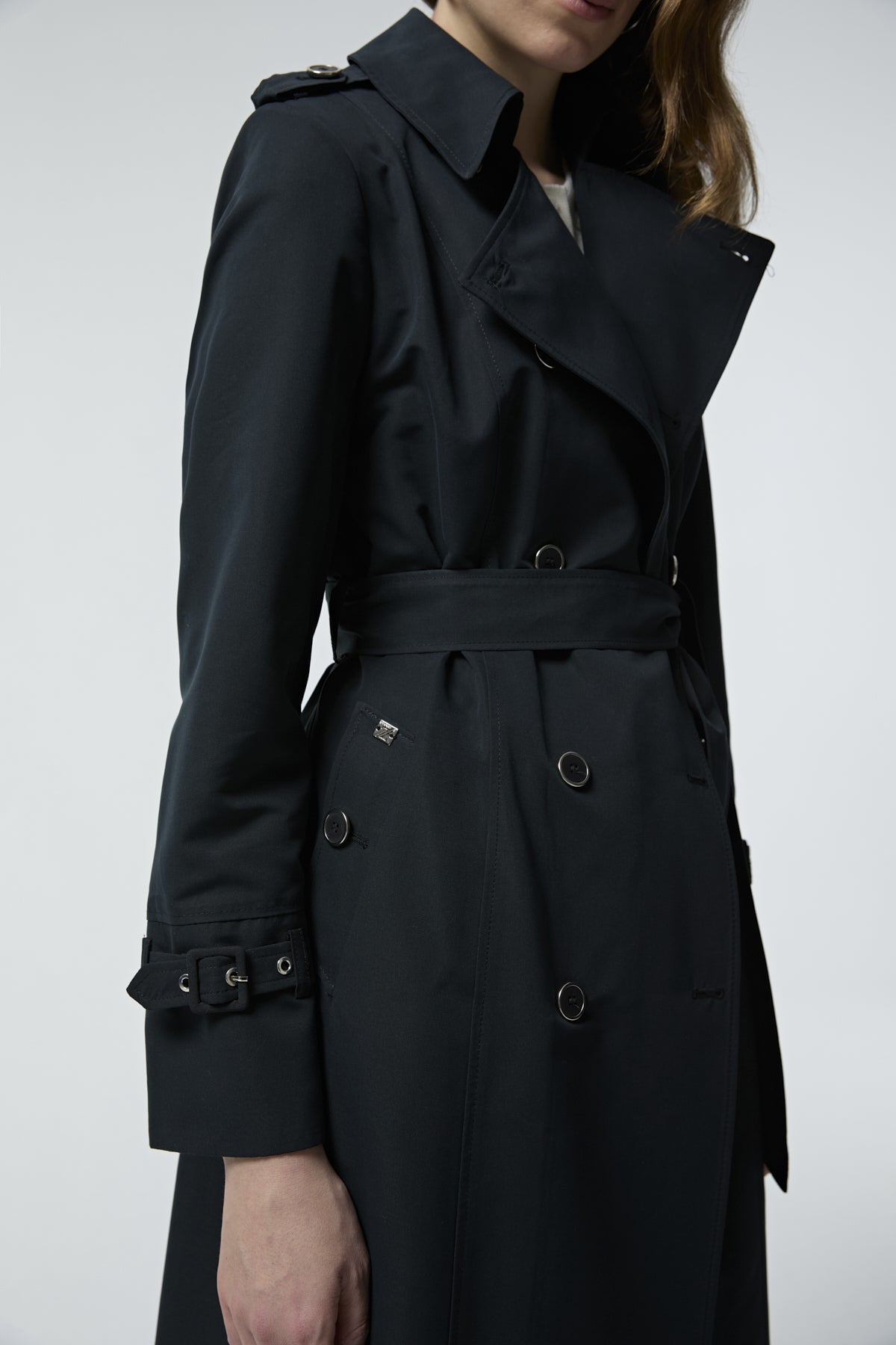 12528 LESNA TRENÇ 40- Siyah Trençkot 12528