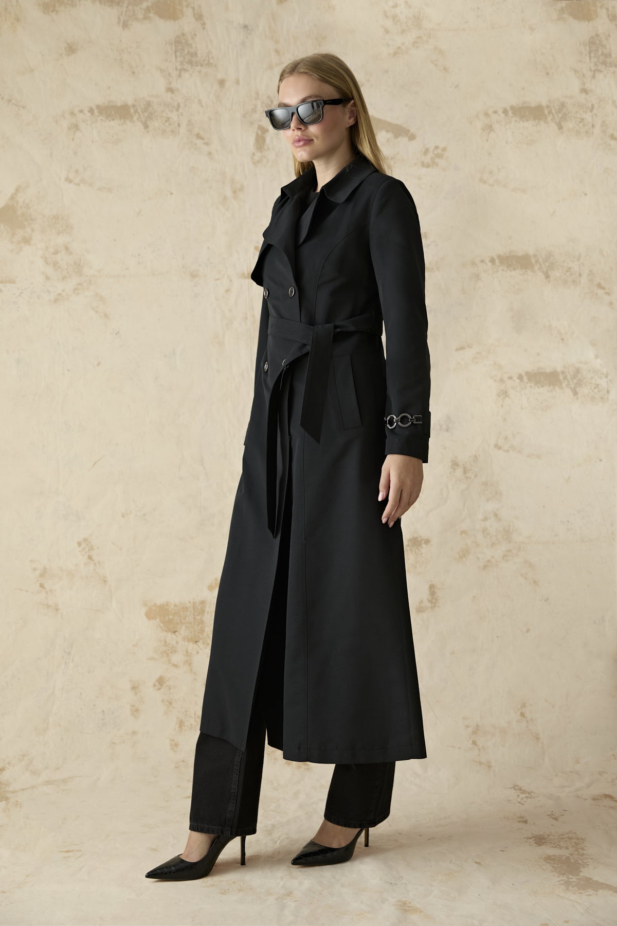 14043 LESNA TRENÇ 38-48 Siyah Trençkot 14043