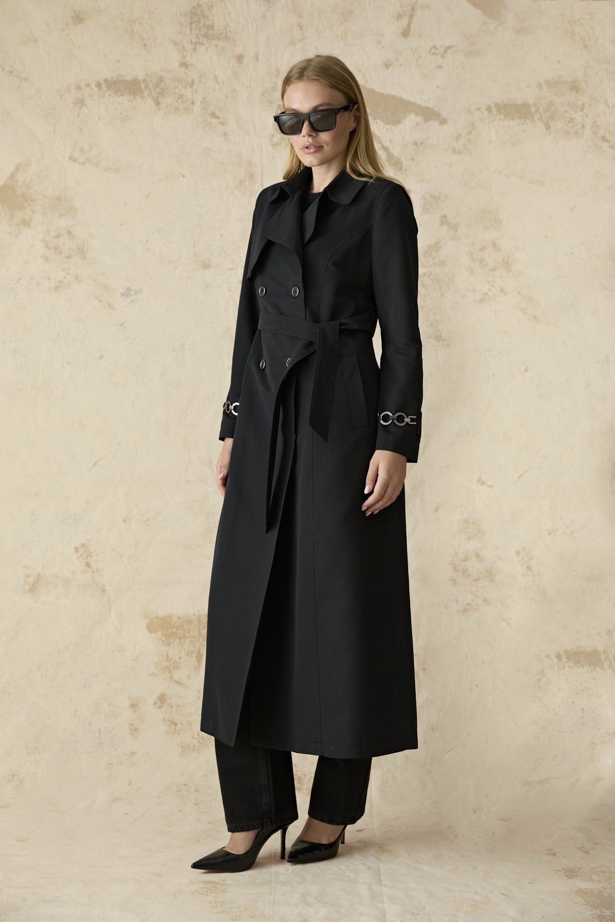 14043 LESNA TRENÇ 38-48 Siyah Trençkot 14043