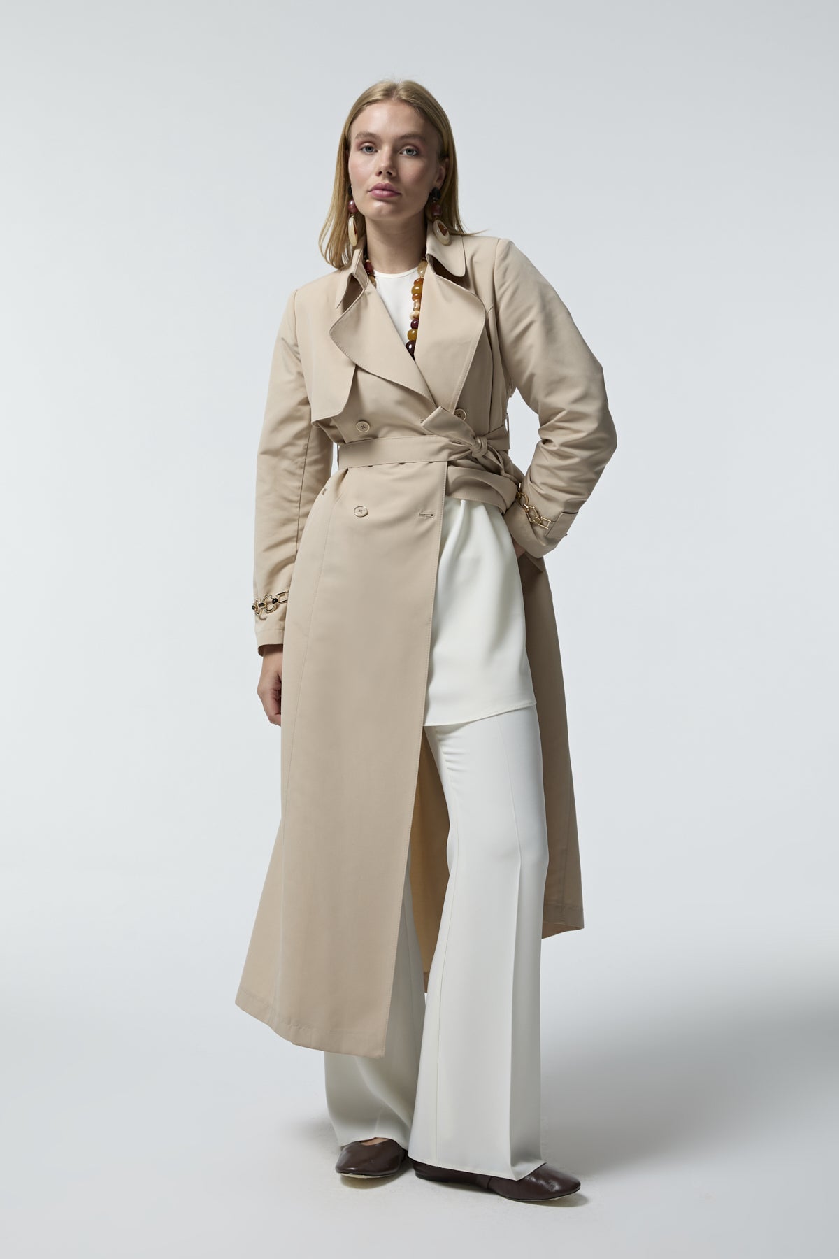 14043 LESNA TRENÇ 38-48 Taş Trençkot 14043