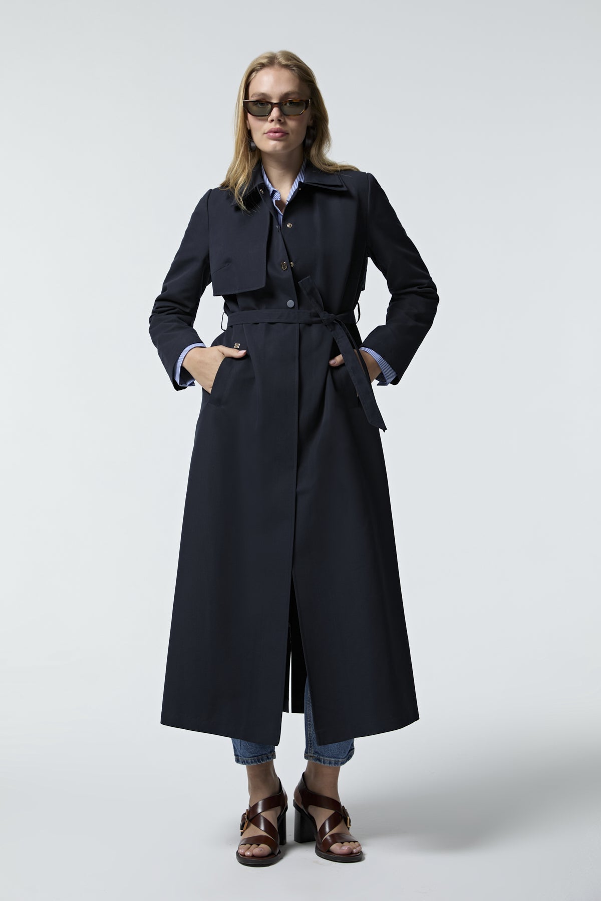 140 LESNA TRENÇ 38- Lacivert Trençkot 14046