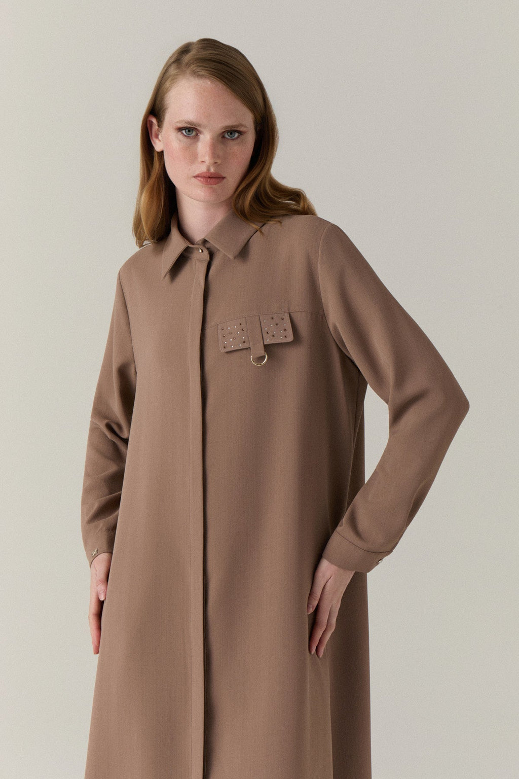T-1428 LİYA TUNİK 44-52 Mocha Tunik 1428