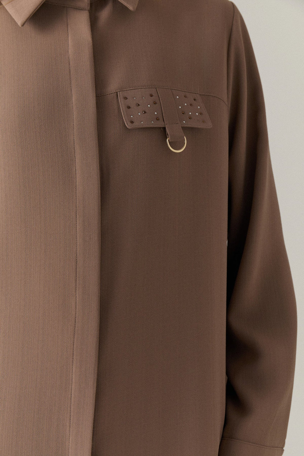 T-1428 LİYA TUNİK 44-52 Mocha Tunik 1428