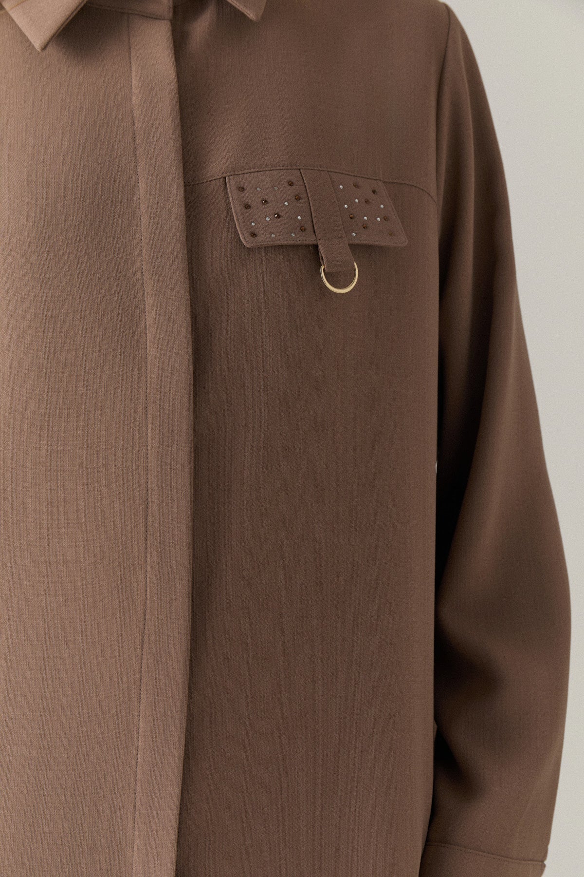 T-1428 LİYA TUNİK 44-52 Mocha Tunik 1428