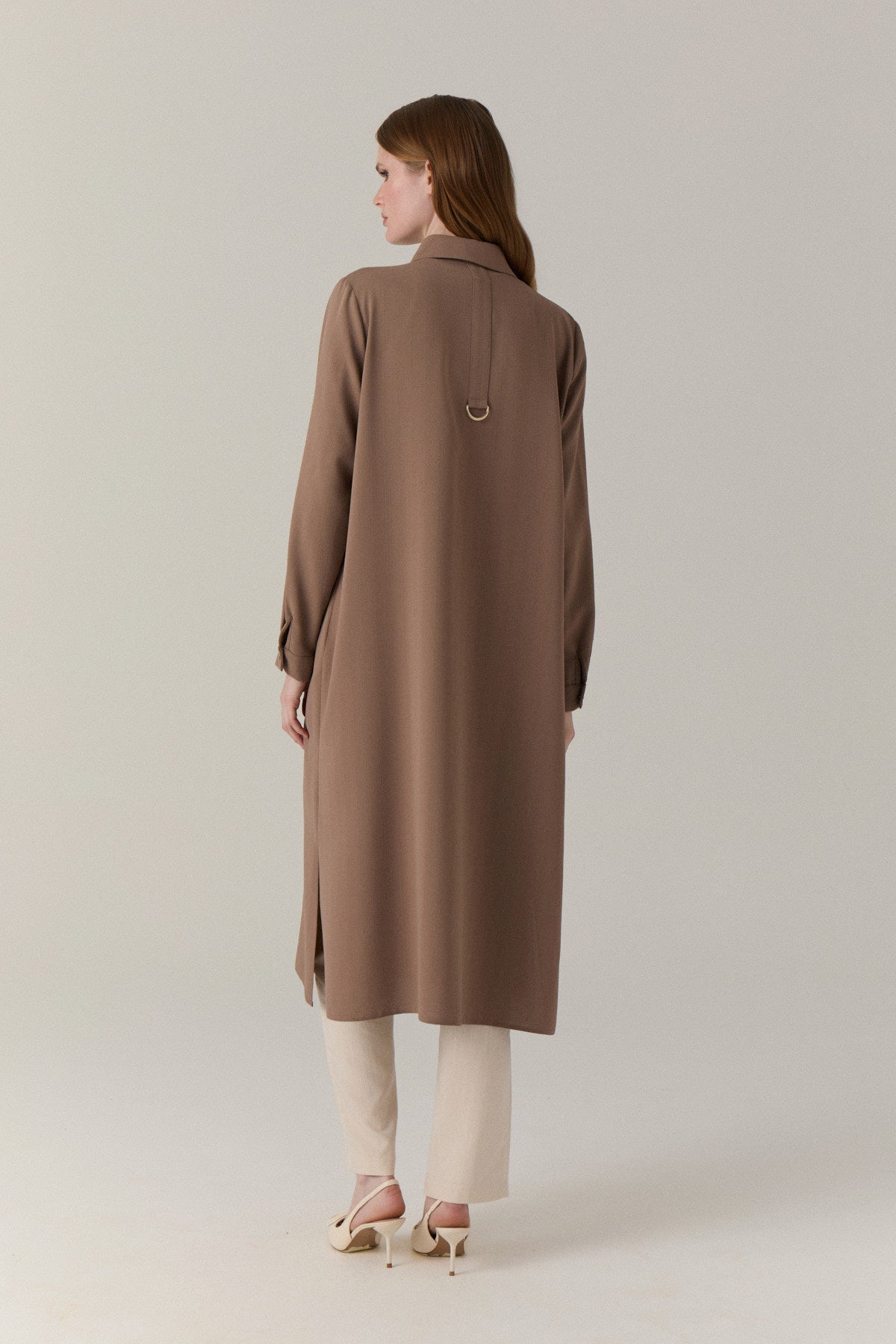 T-1428 LİYA TUNİK 44-52 Mocha Tunik 1428