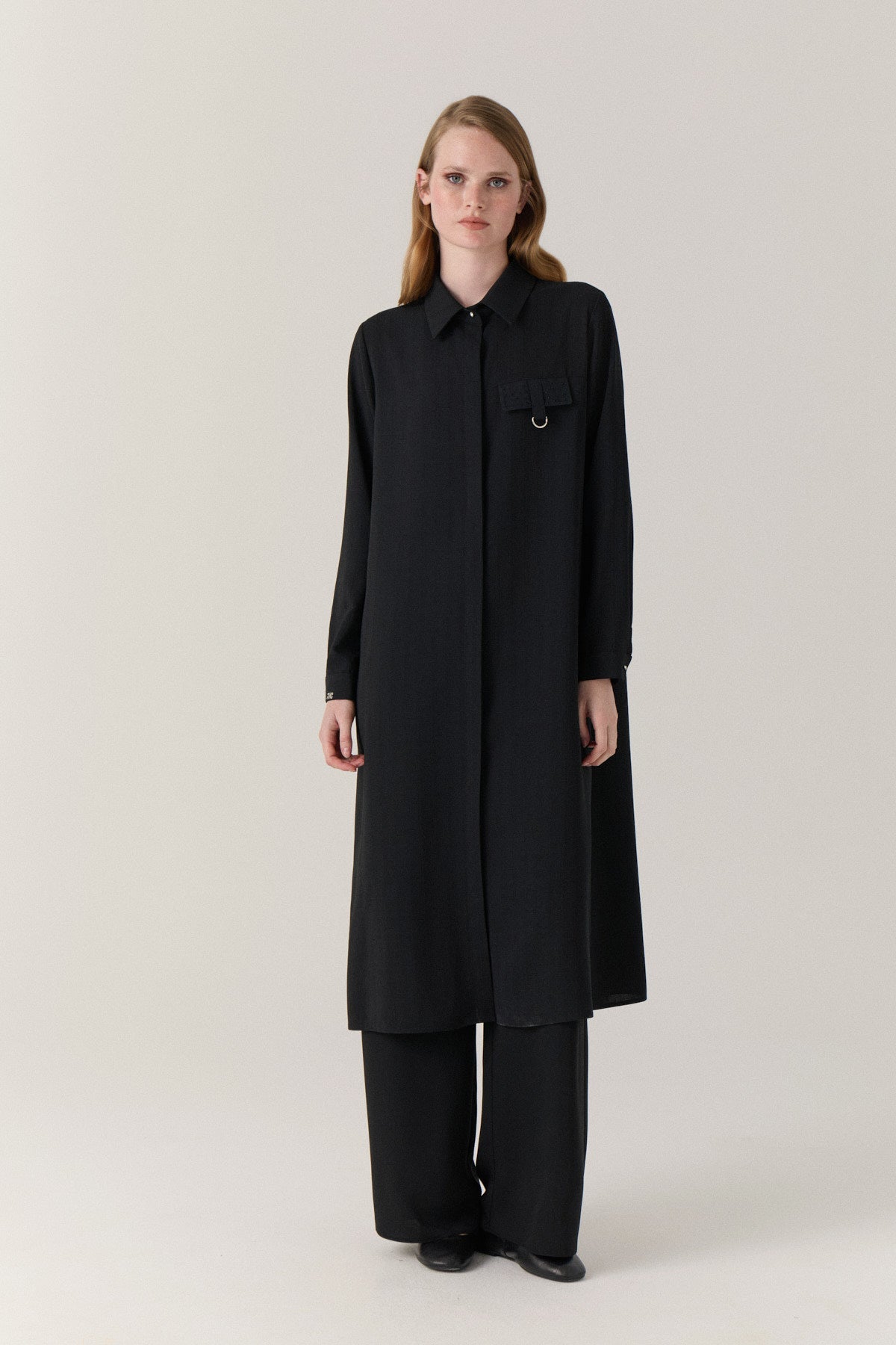 T-1428 LİYA TUNİK 44-52 Siyah Tunik 1428