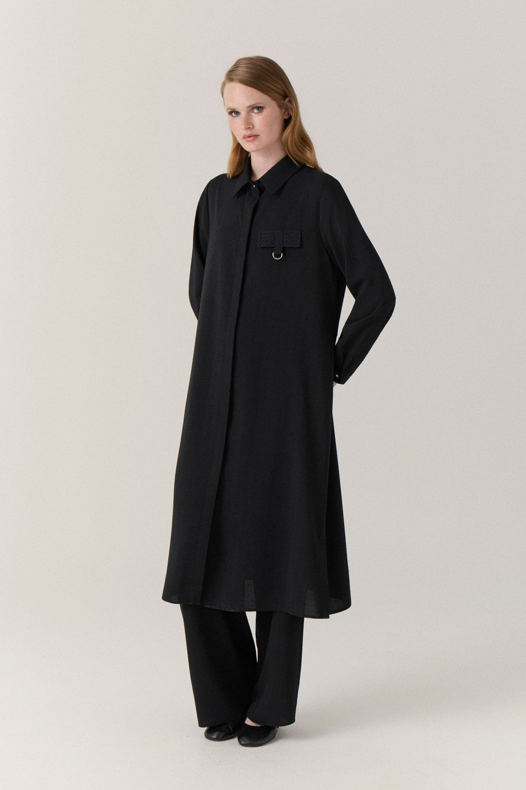 T-1428 LİYA TUNİK 44-52 Siyah Tunik 1428
