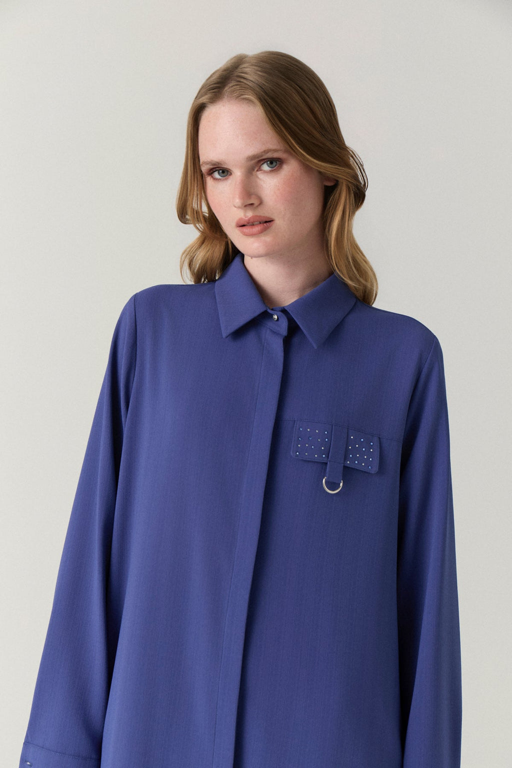T-1428 LİYA TUNİK 44-52 Menekşe Tunik 1428