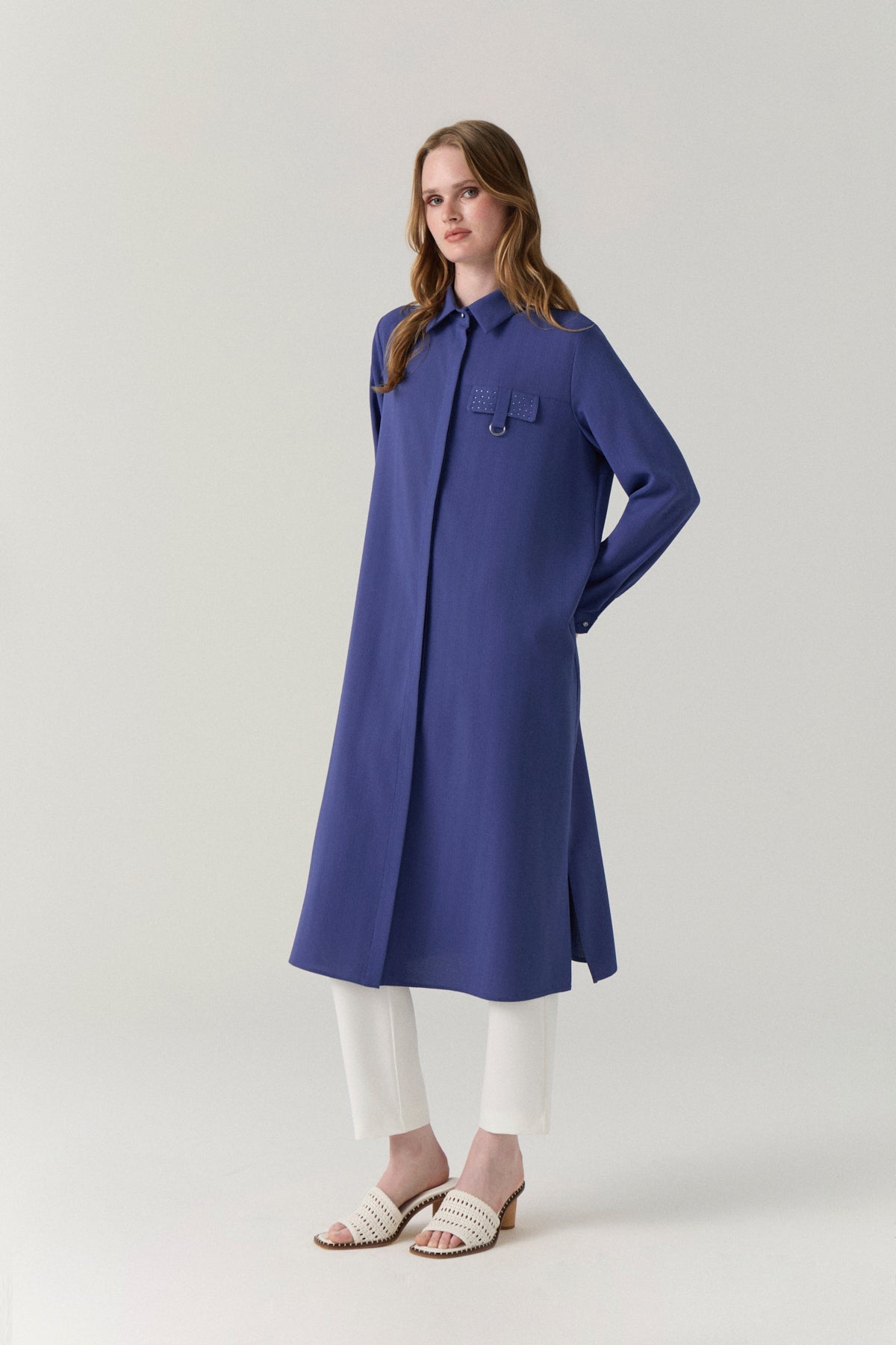 T-1428 LİYA TUNİK 44-52 Menekşe Tunik 1428