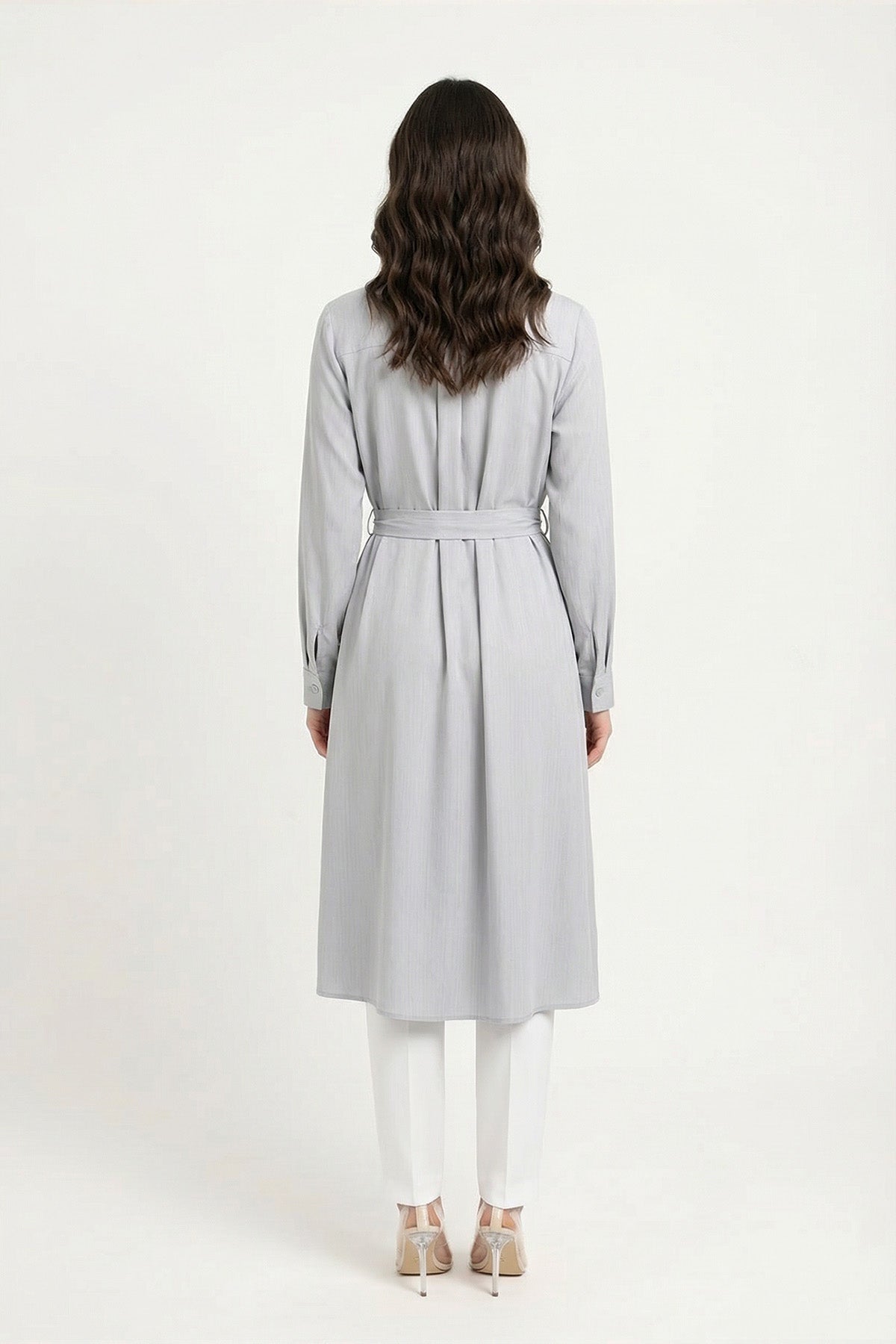T-1628 SAREL TUNİK 42-50 Gri/mavi Tunik 1628
