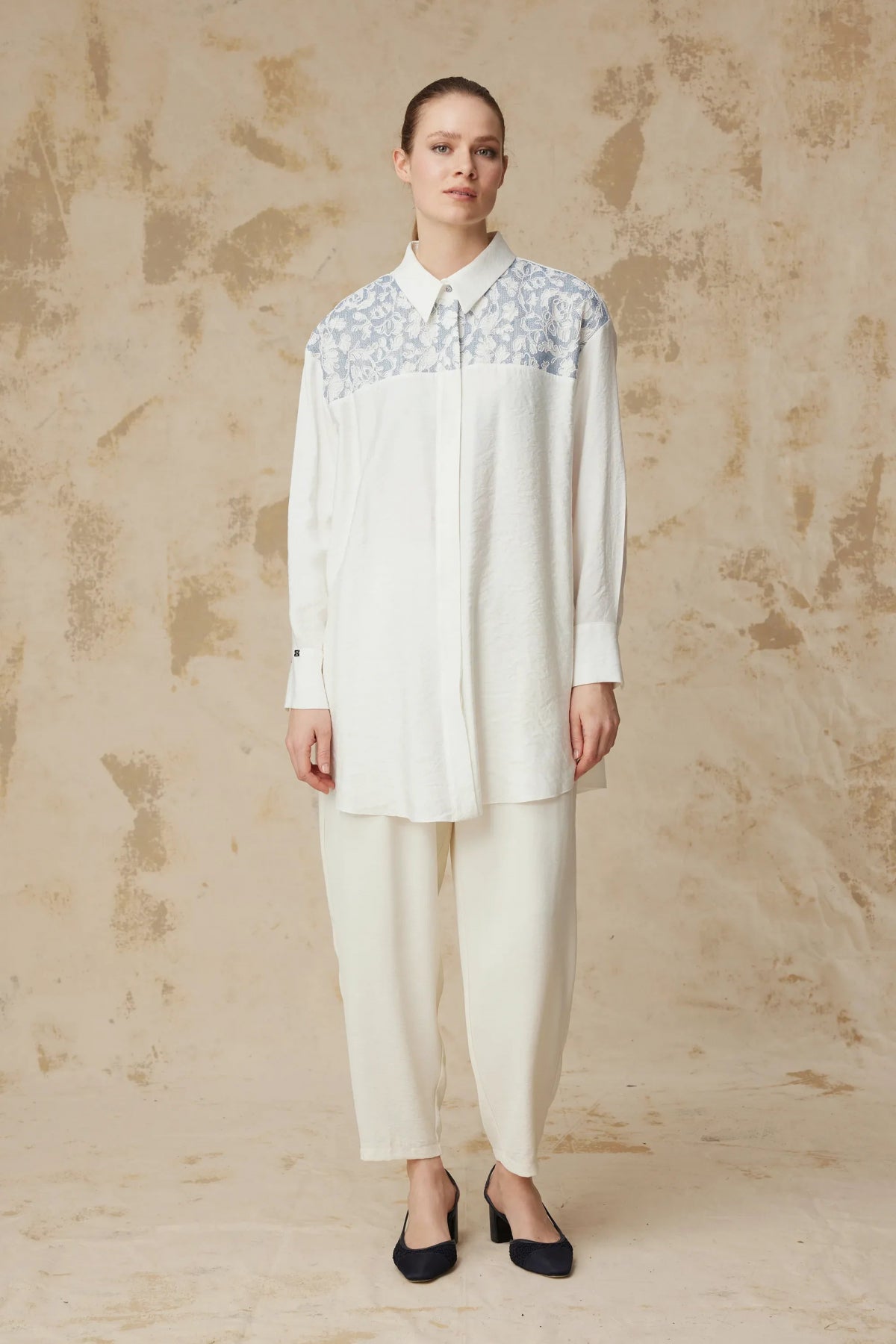 T-1637 SOLENA TUNİK SML (S ÇİFT) Ekru Tunik 1637