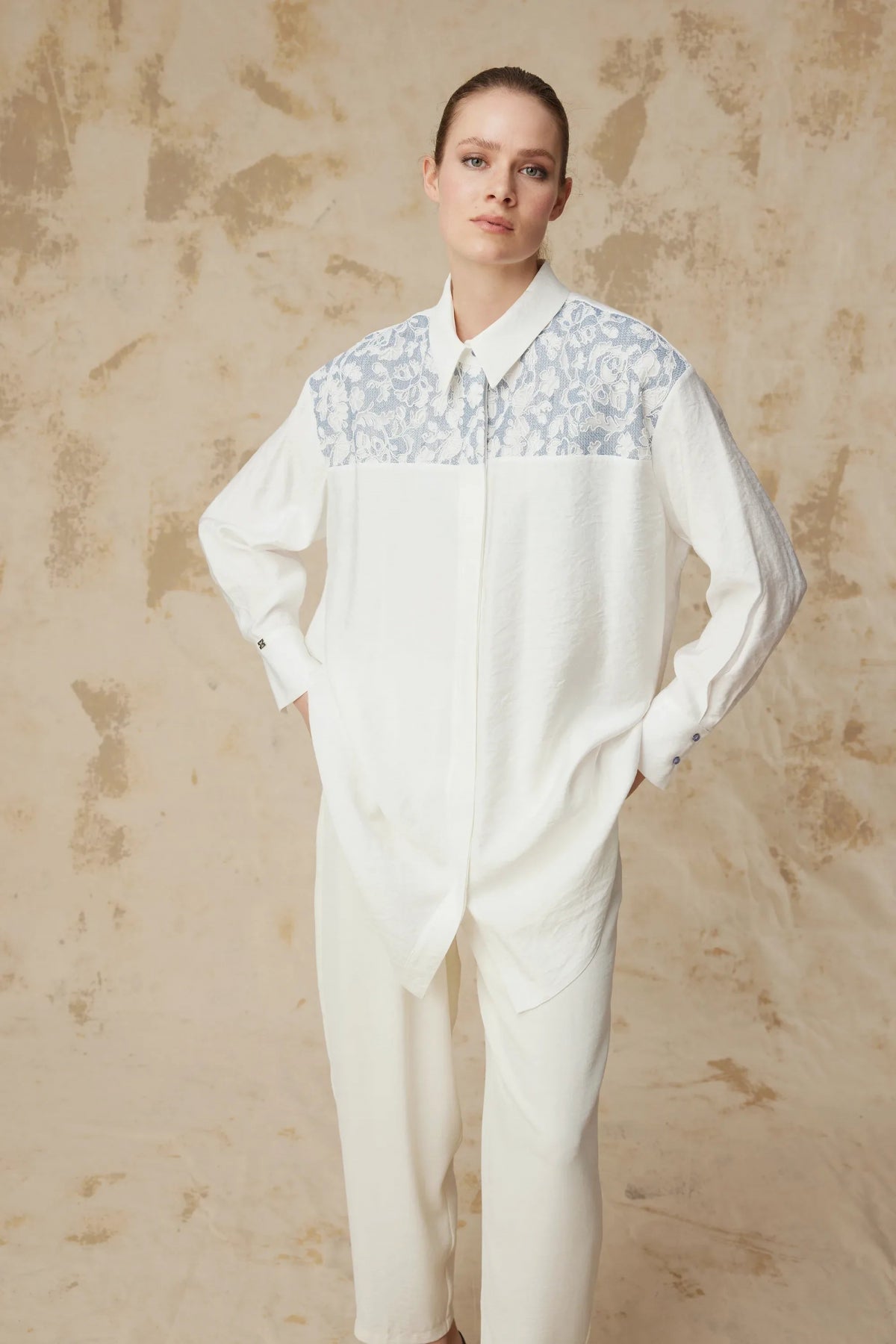 T-1637 SOLENA TUNİK SML (S ÇİFT) Ekru Tunik 1637