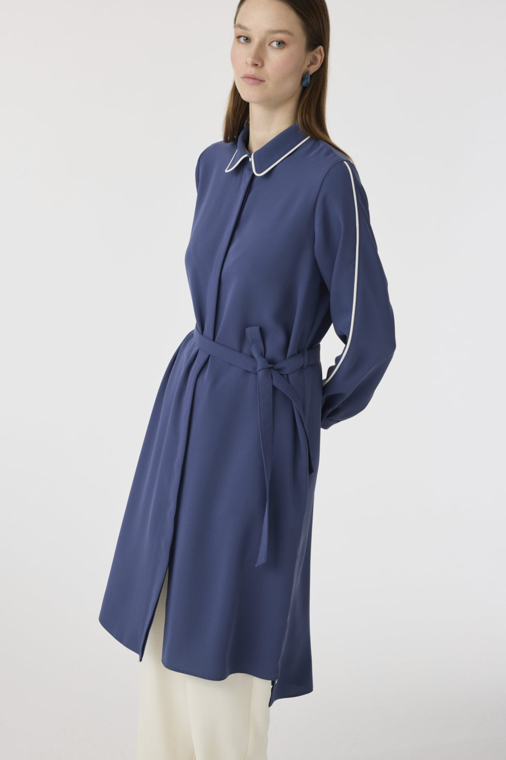 T-1646 TRAPHY TUNİK 38-46 Indigo Tunik 1646