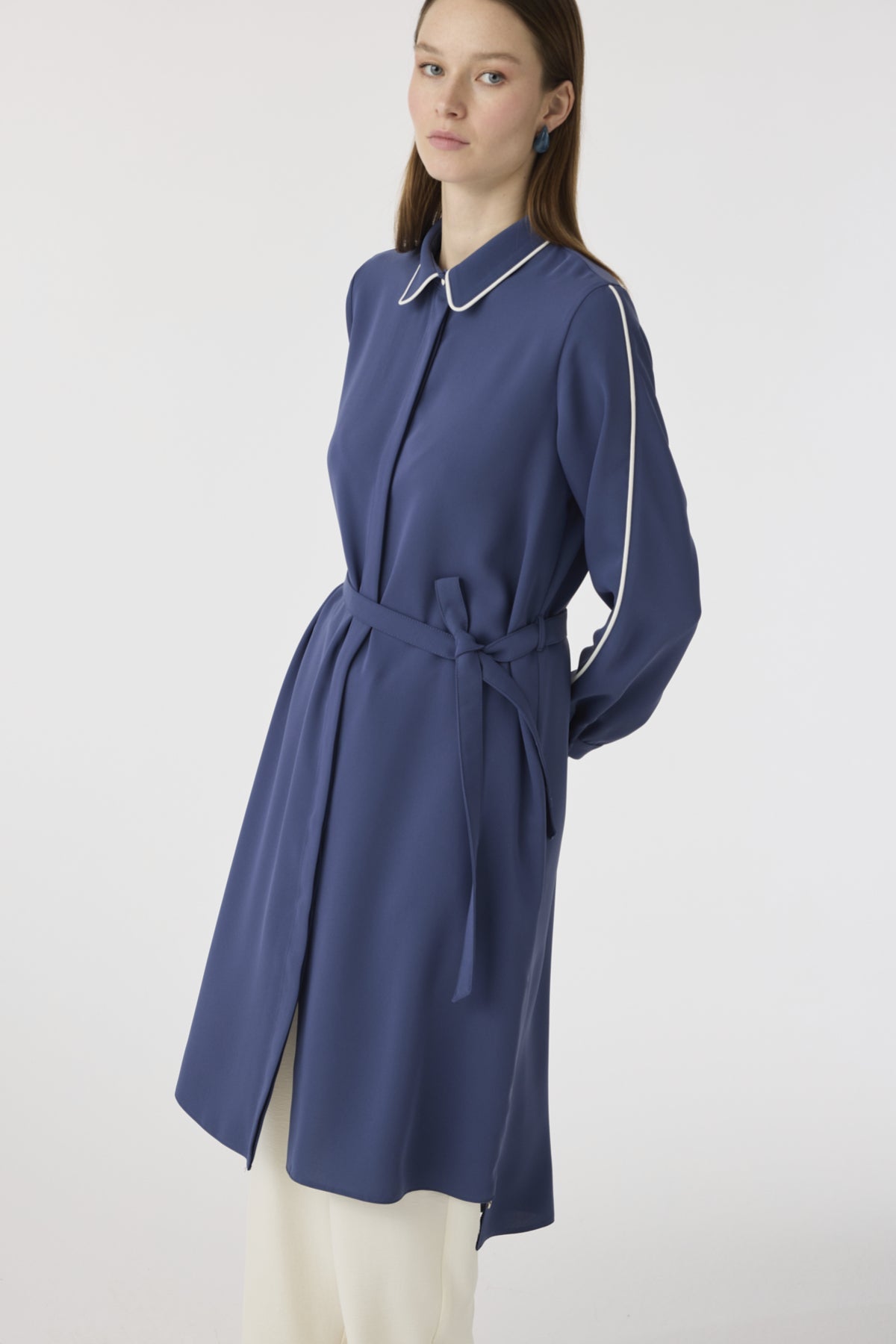 T-1646 TRAPHY TUNİK 38-46 Indigo Tunik 1646