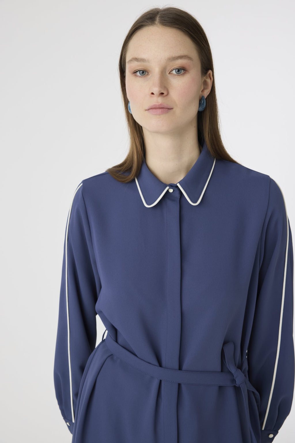 T-1646 TRAPHY TUNİK 38-46 Indigo Tunik 1646