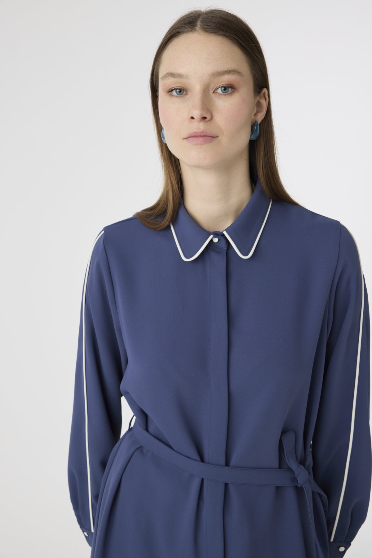 T-1646 TRAPHY TUNİK 38-46 Indigo Tunik 1646