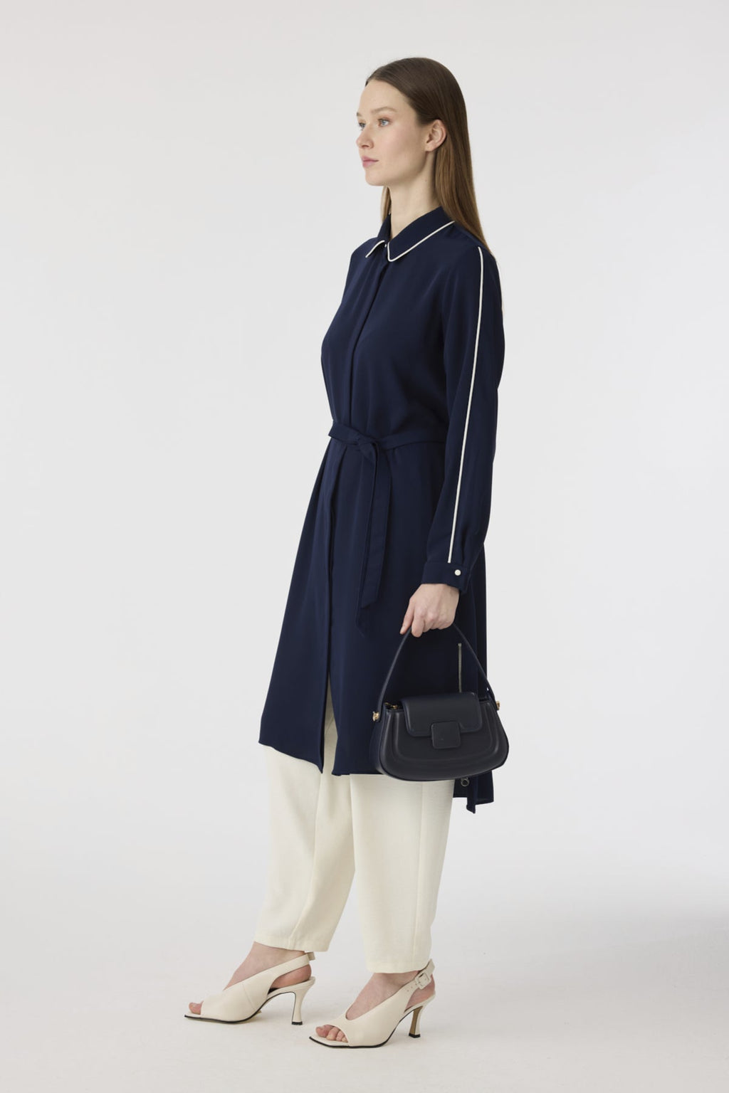 T-1646 TRAPHY TUNİK 38-46 Lacivert Tunik 1646