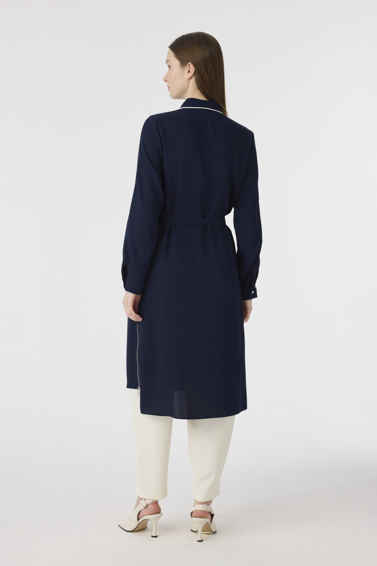 T-1646 TRAPHY TUNİK 38-46 Lacivert Tunik 1646