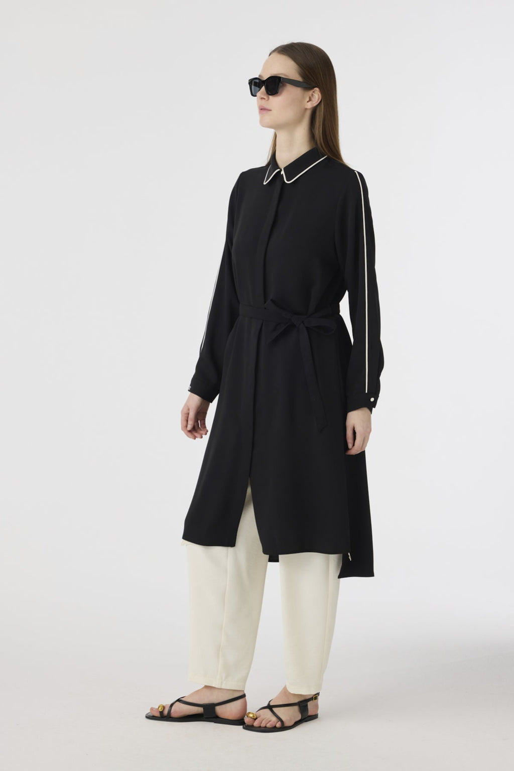 T-1646 TRAPHY TUNİK 38-46 Siyah Tunik 1646