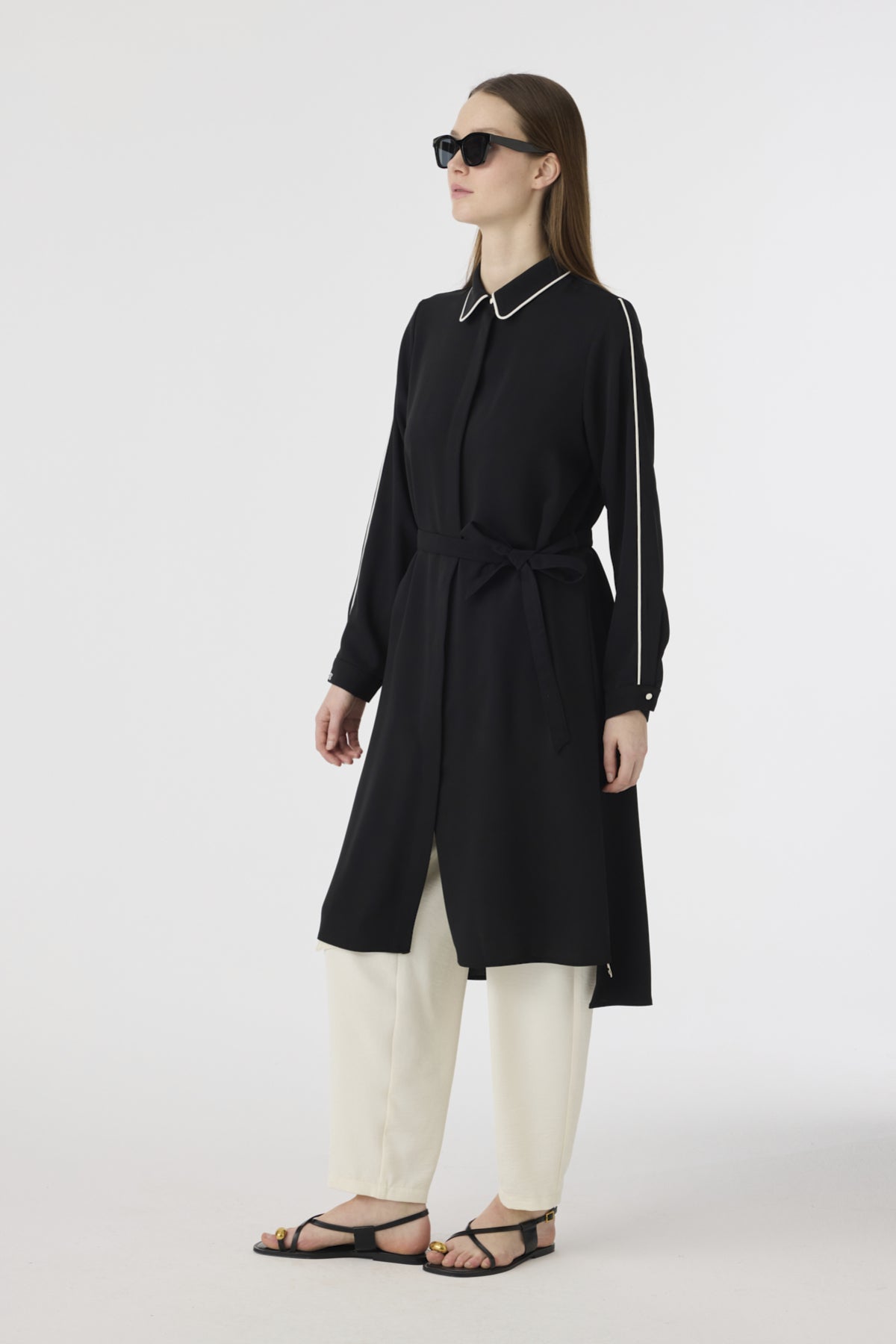 T-1646 TRAPHY TUNİK 38-46 Siyah Tunik 1646