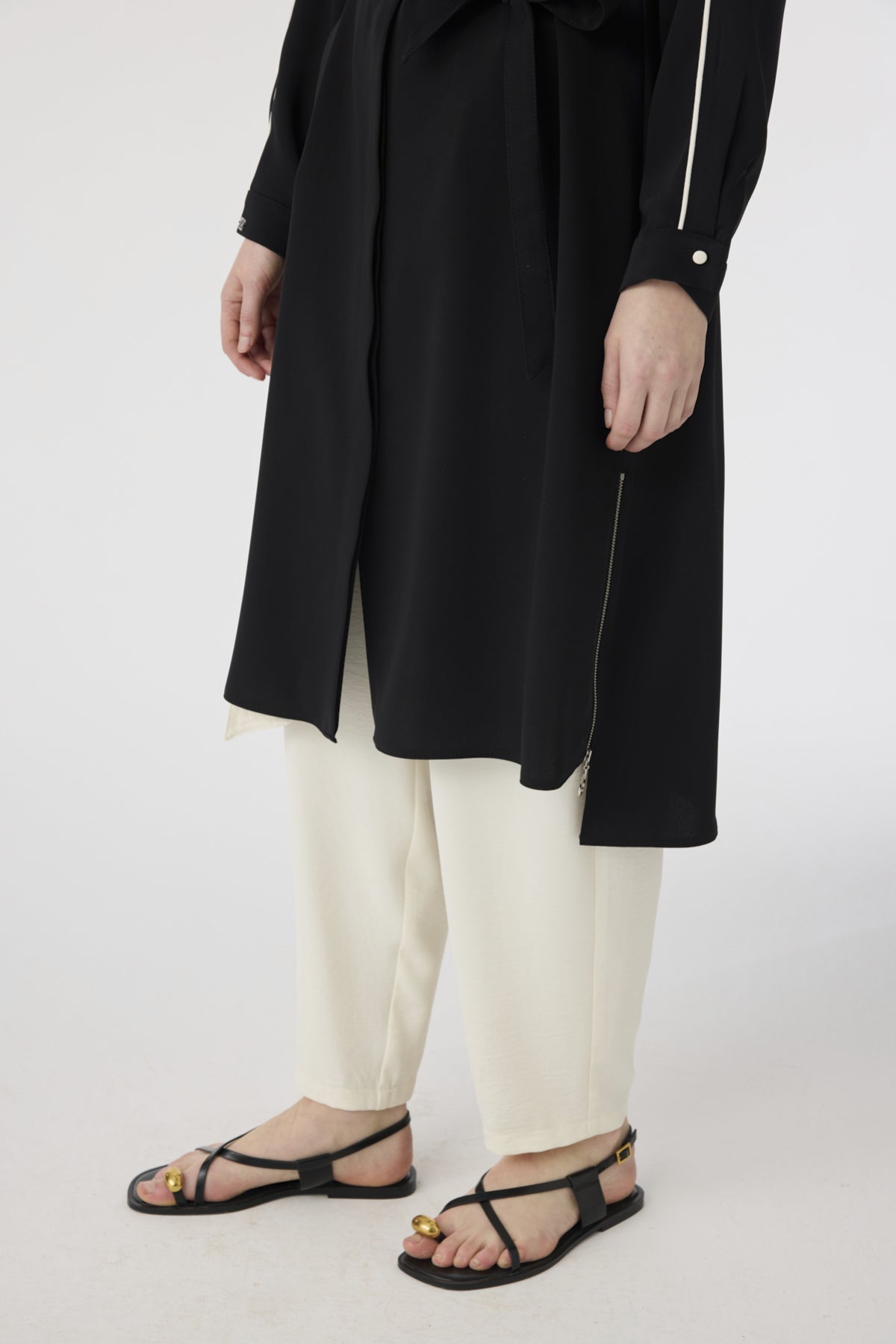 T-1646 TRAPHY TUNİK 38-46 Siyah Tunik 1646