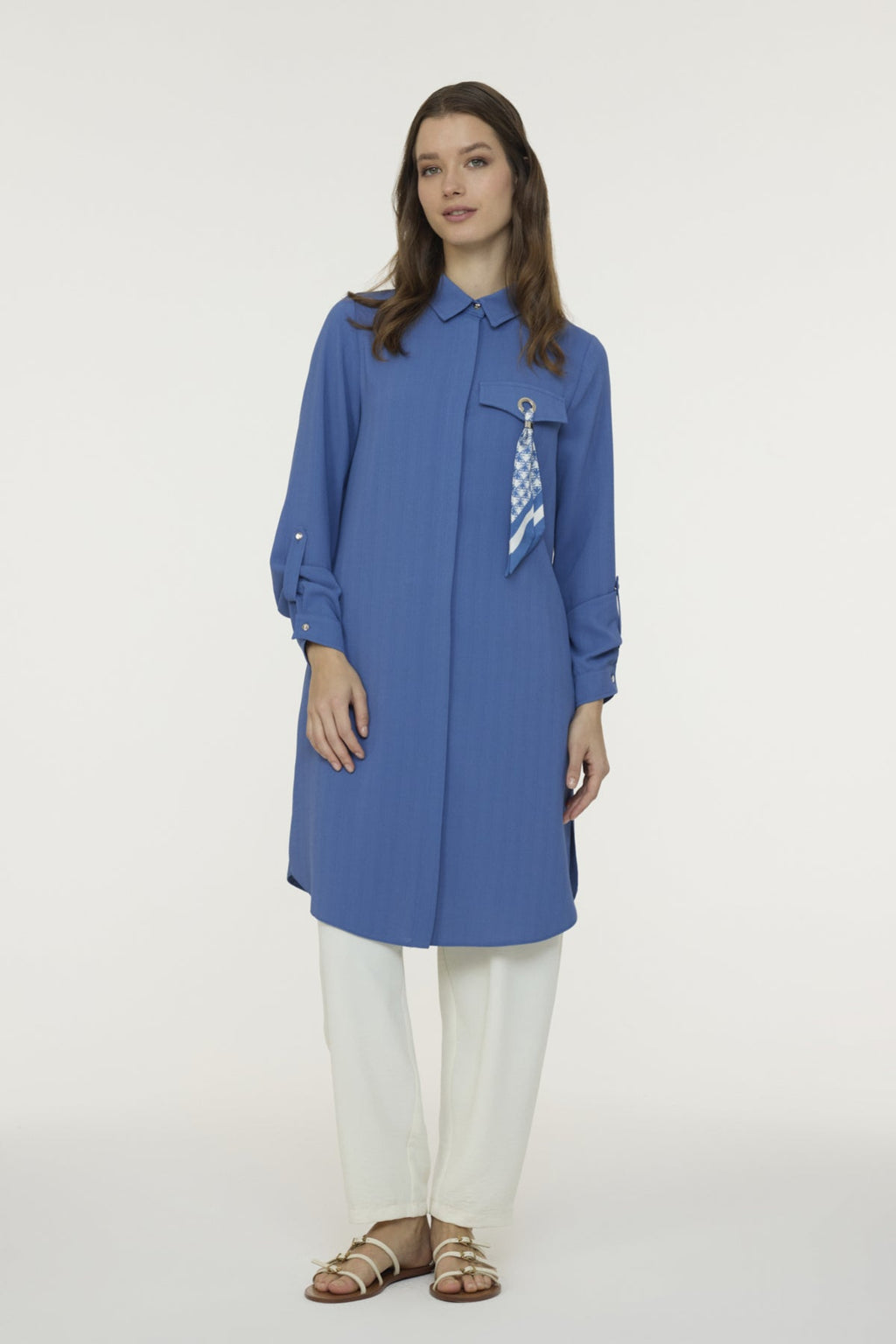 T-1654 LİYA TUNİK 38-46 Mavi Tunik 1654