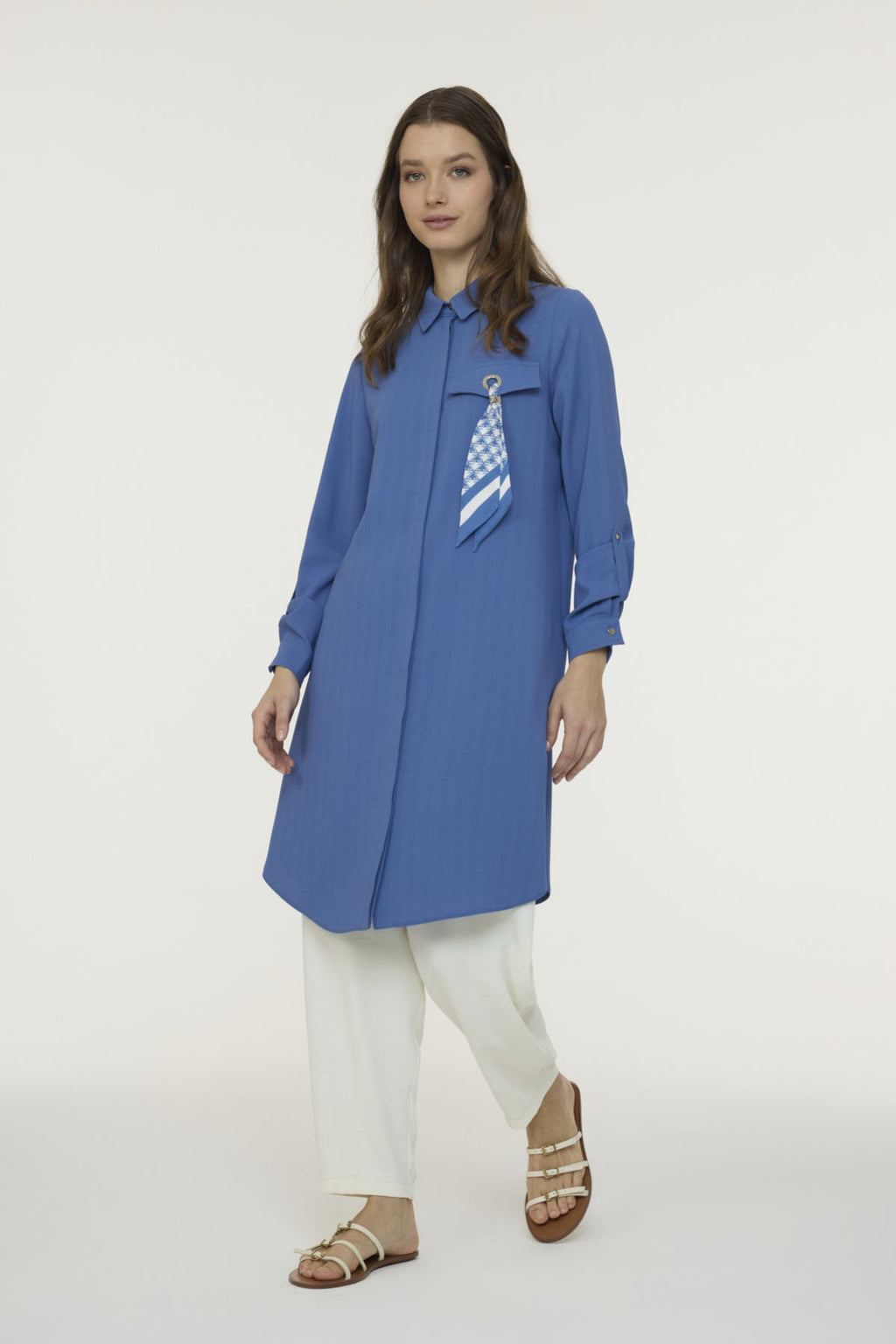 T-1654 LİYA TUNİK 38-46 Mavi Tunik 1654