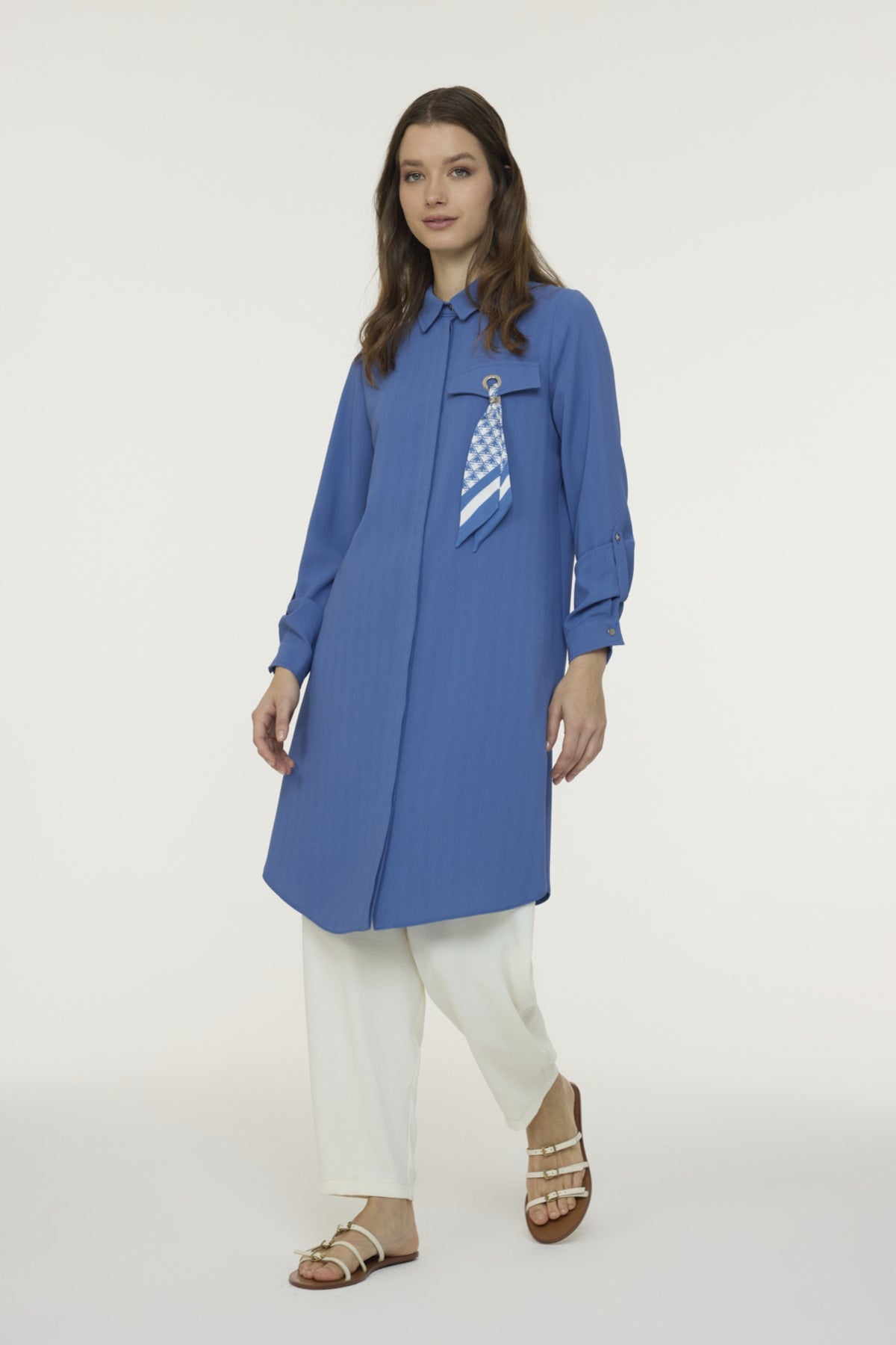 T-1654 LİYA TUNİK 38-46 Mavi Tunik 1654