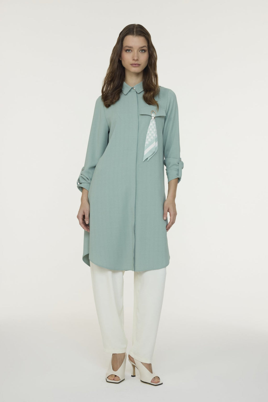T-1654 LİYA TUNİK 38-46 Mint Tunik 1654