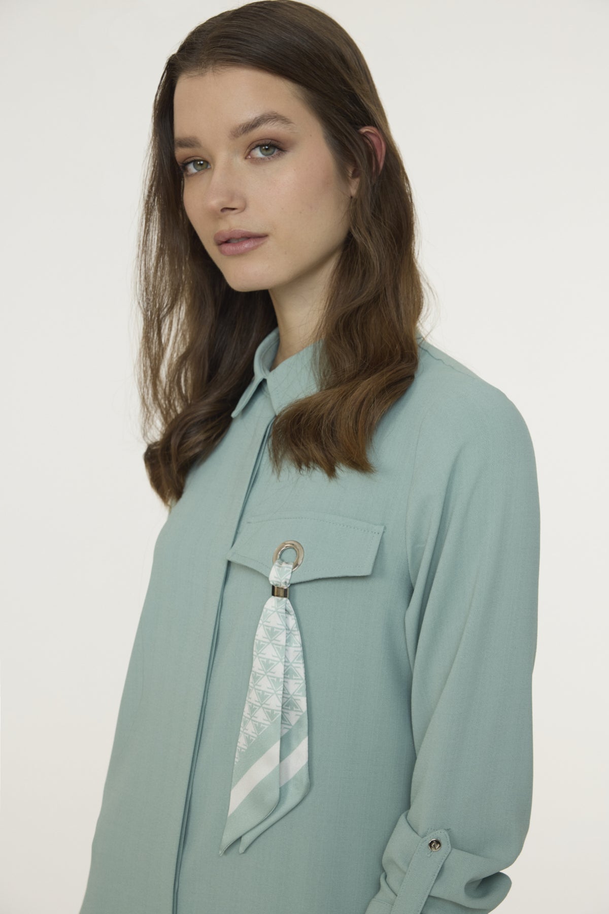 T-1654 LİYA TUNİK 38-46 Mint Tunik 1654