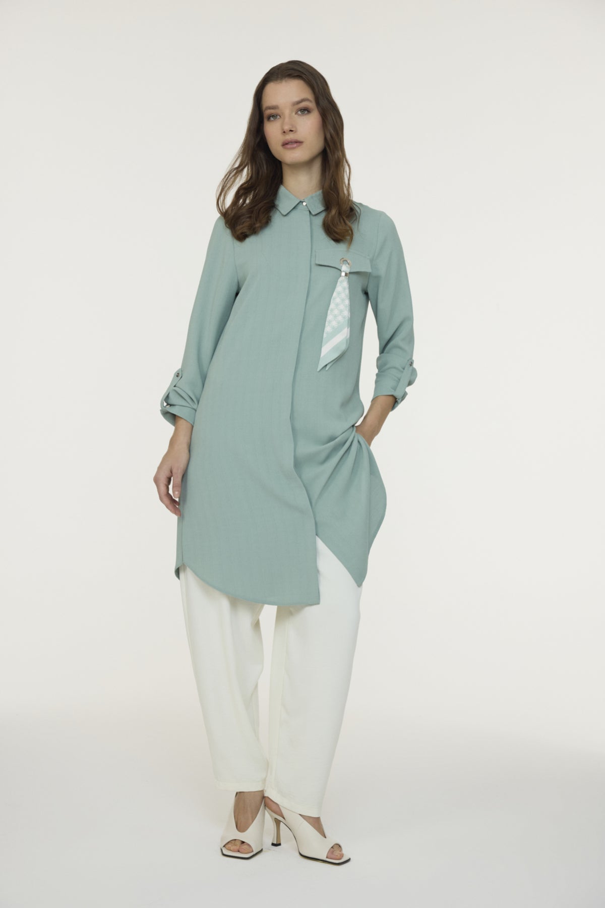 T-1654 LİYA TUNİK 38-46 Mint Tunik 1654