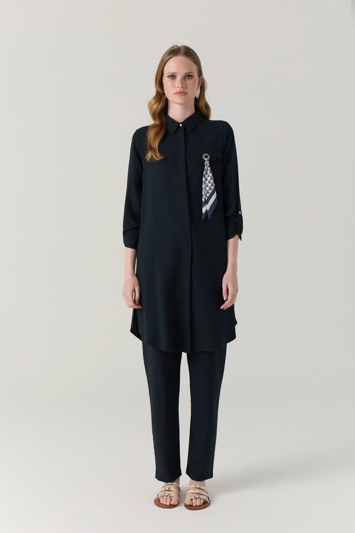 T-1654 SAREL TUNİK 38-46 Lacivert Tunik 1654