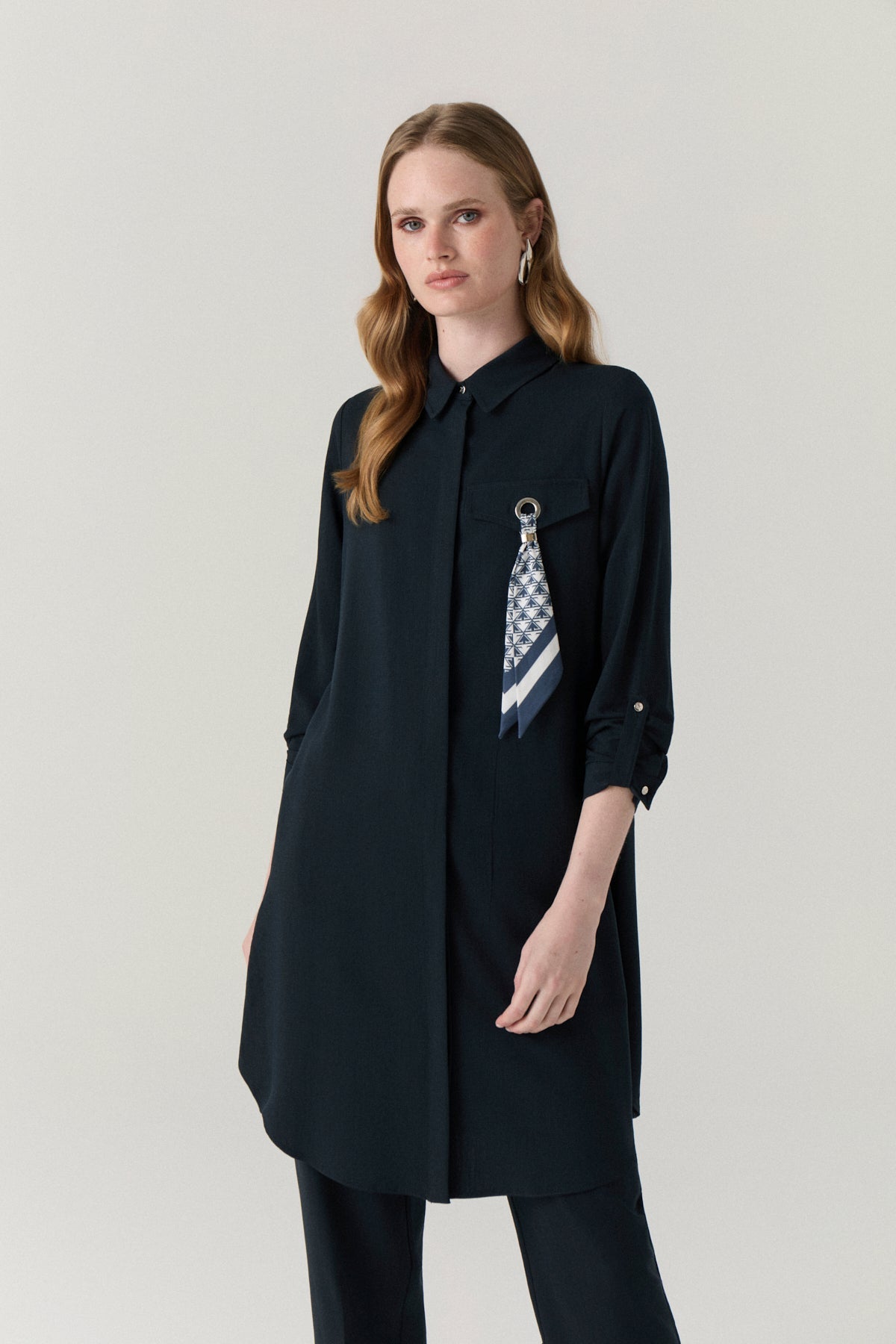 T-1654 SAREL TUNİK 38-46 Lacivert Tunik 1654