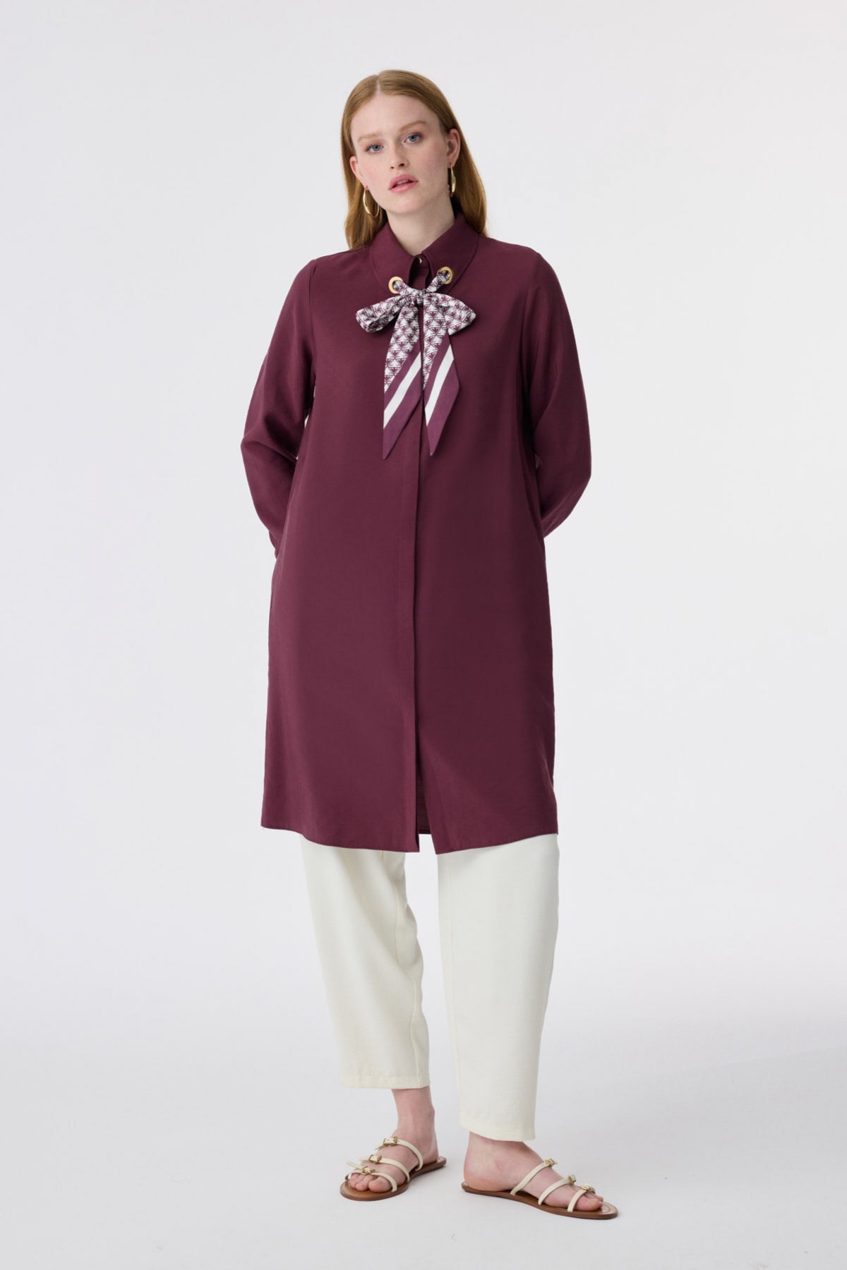 T-1657 VALEA TUNİK 38-46 Bordo Tunik 1657