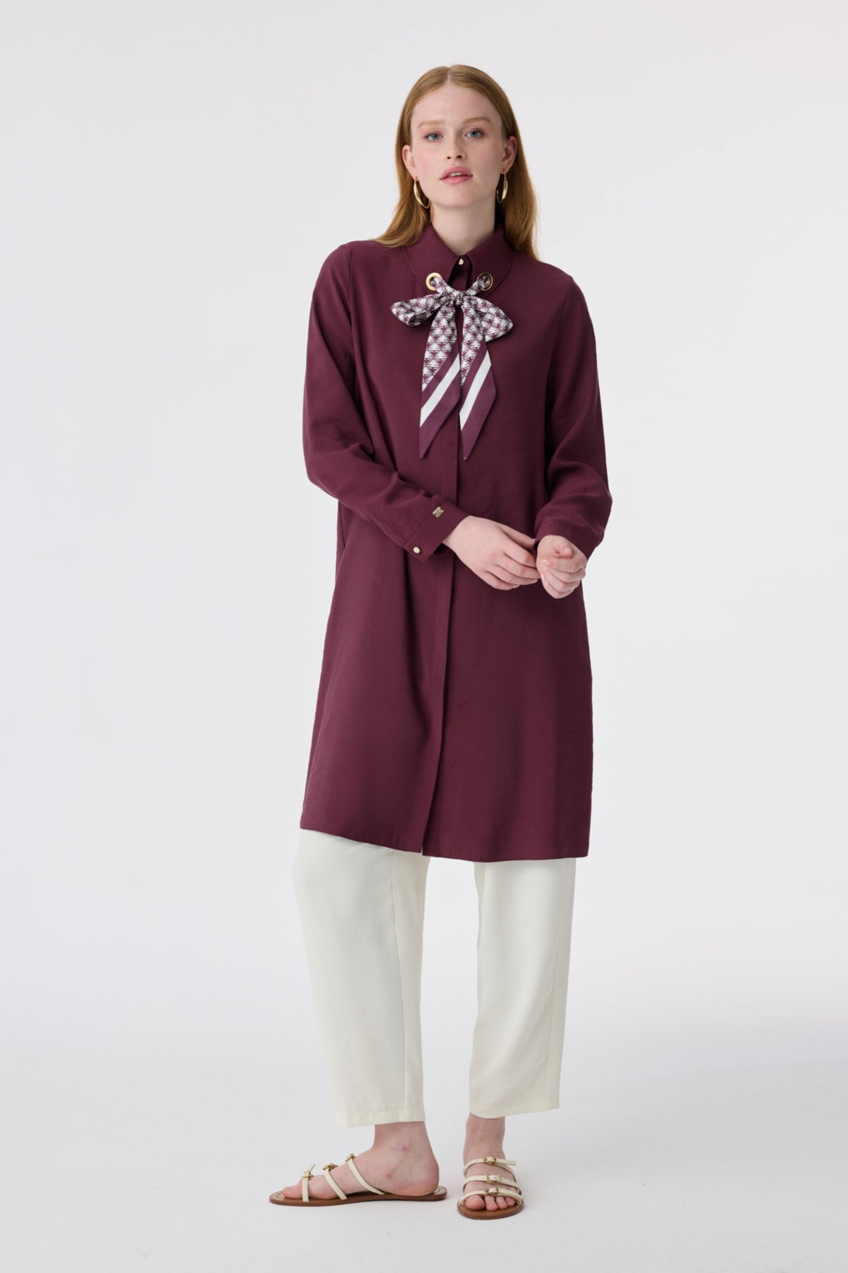 T-1657 VALEA TUNİK 38-46 Bordo Tunik 1657