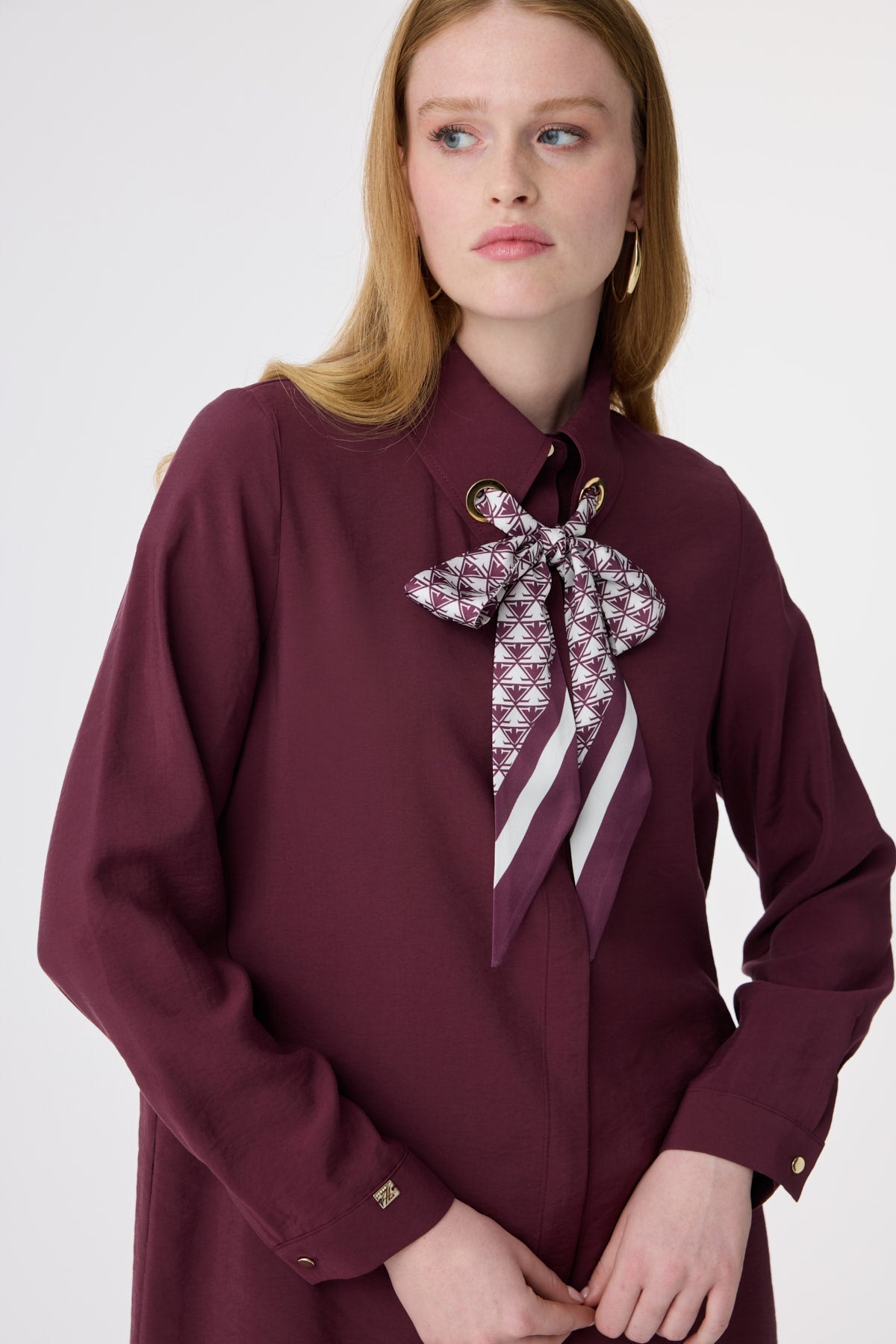 T-1657 VALEA TUNİK 38-46 Bordo Tunik 1657