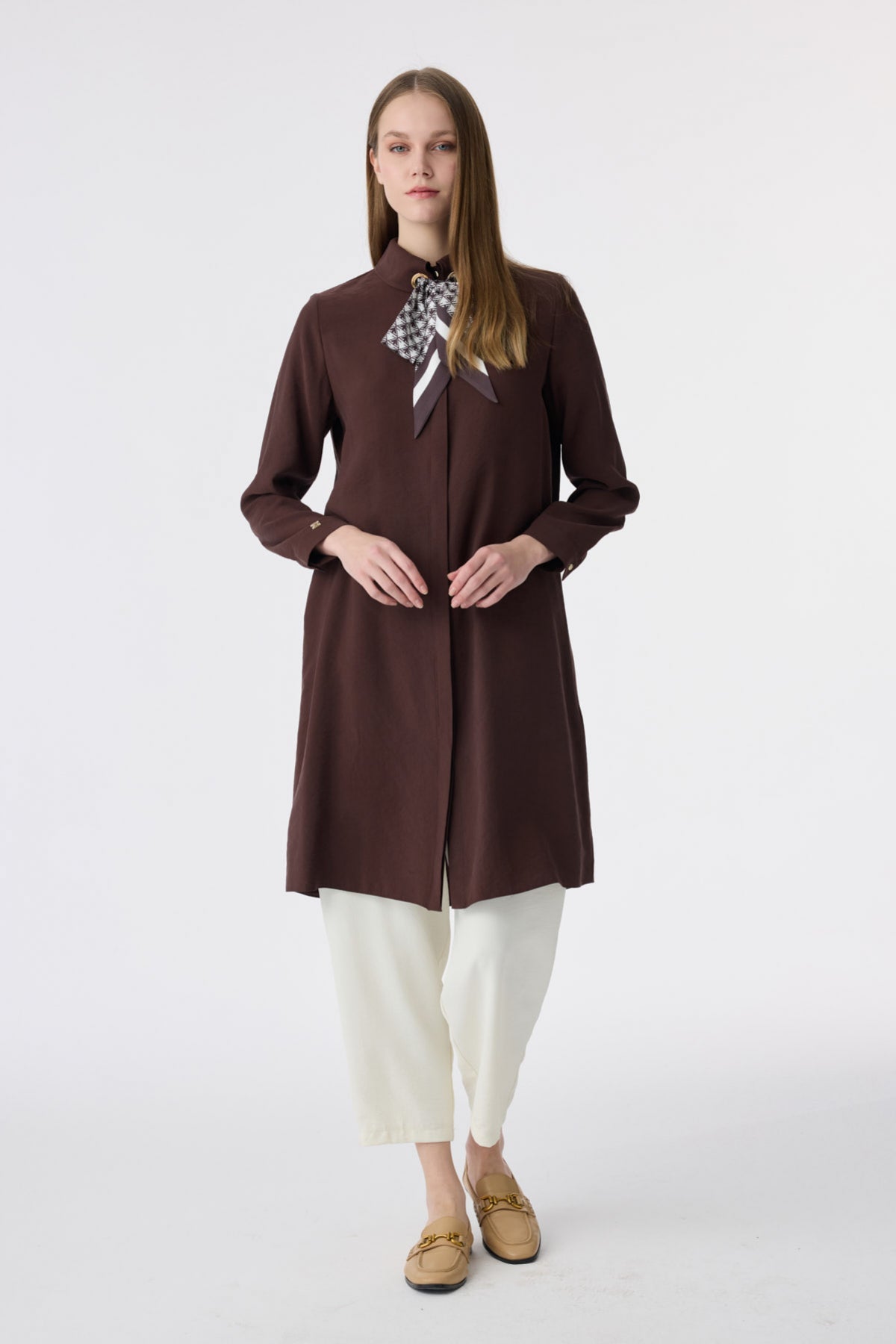 T-1657 VALEA TUNİK 38-46 Kahve Tunik 1657