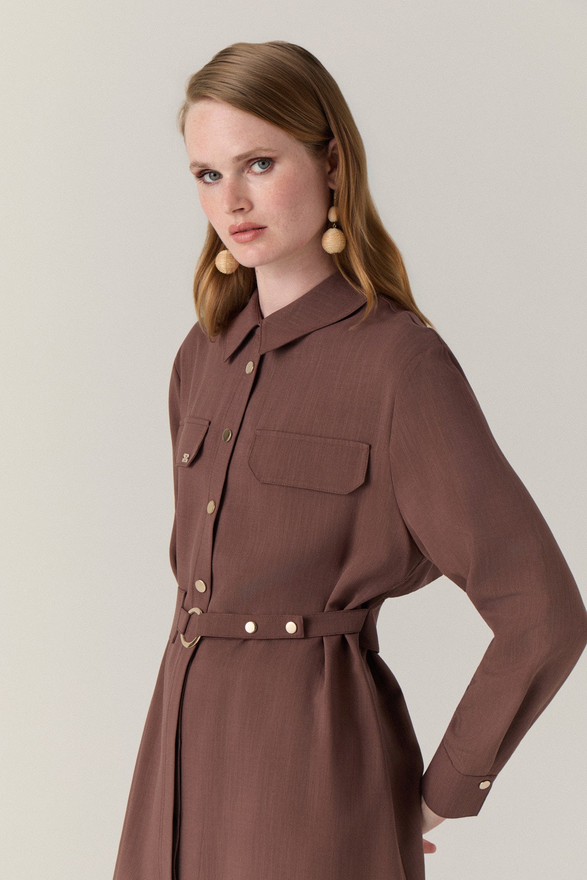 T-1667 SAREL TUNİK 38-44 Kahve Tunik 1667