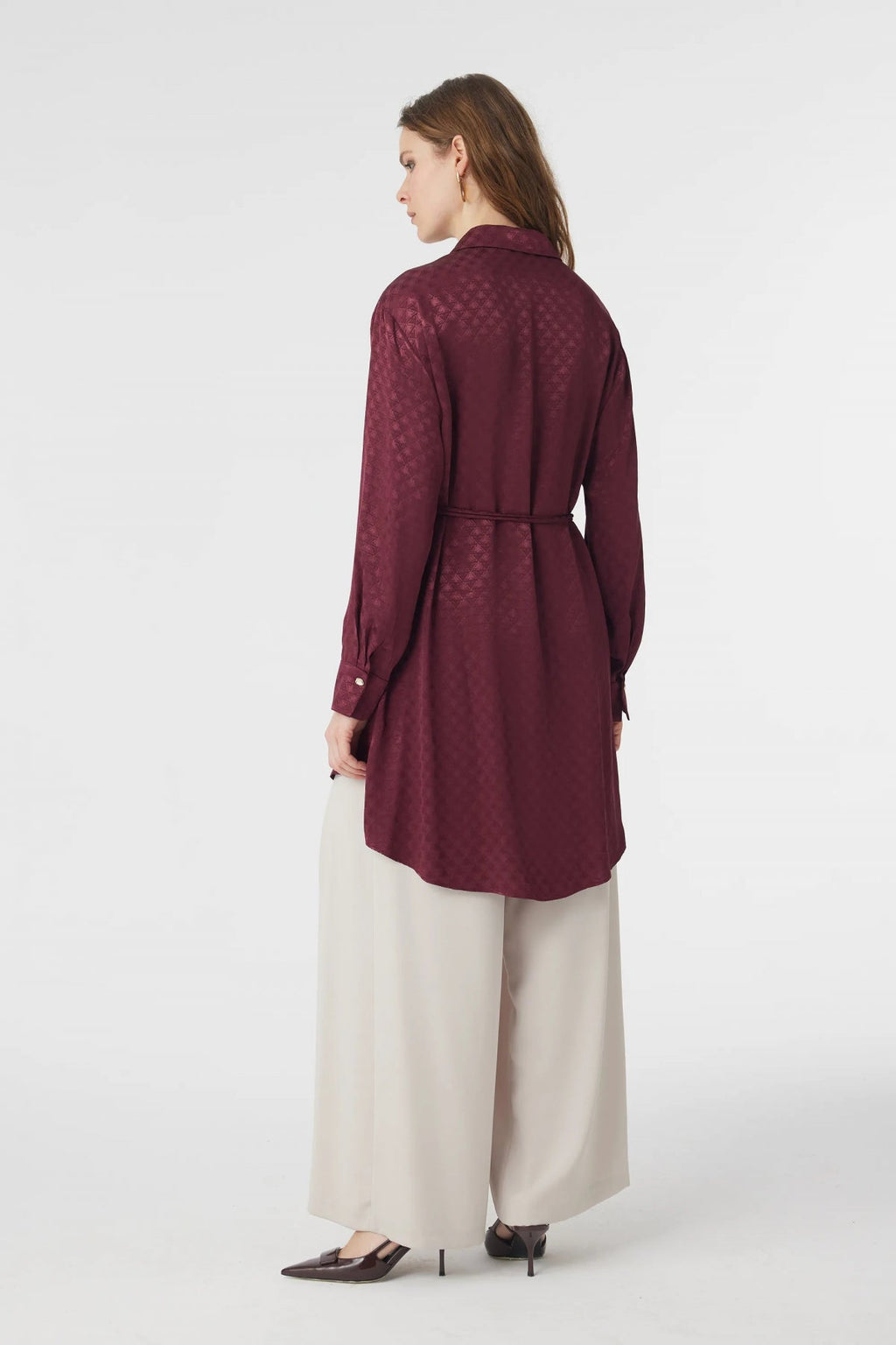 T-1670 GLAZE TUNİK 38-46 Bordo Tunik 1670