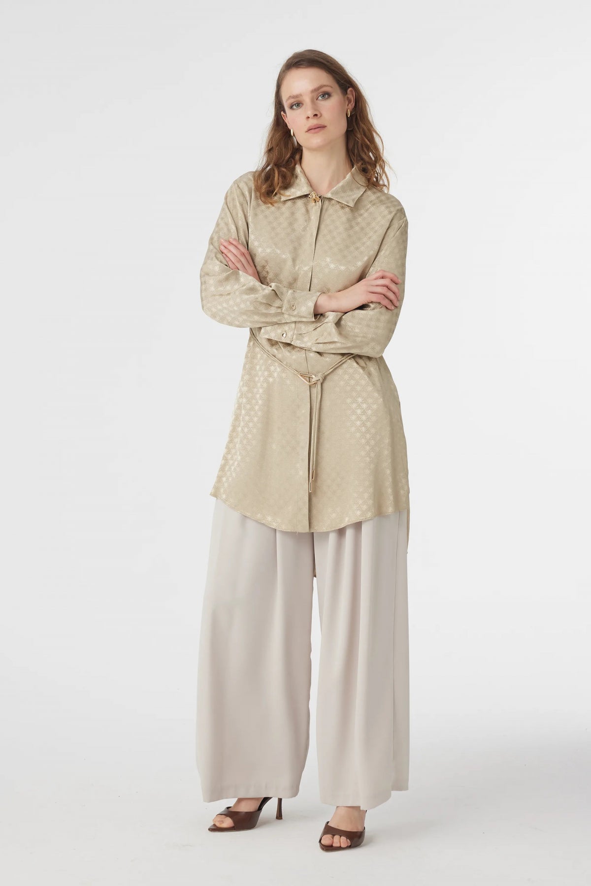 T-1670 GLAZE TUNİK 38-46 Çağla Tunik 1670