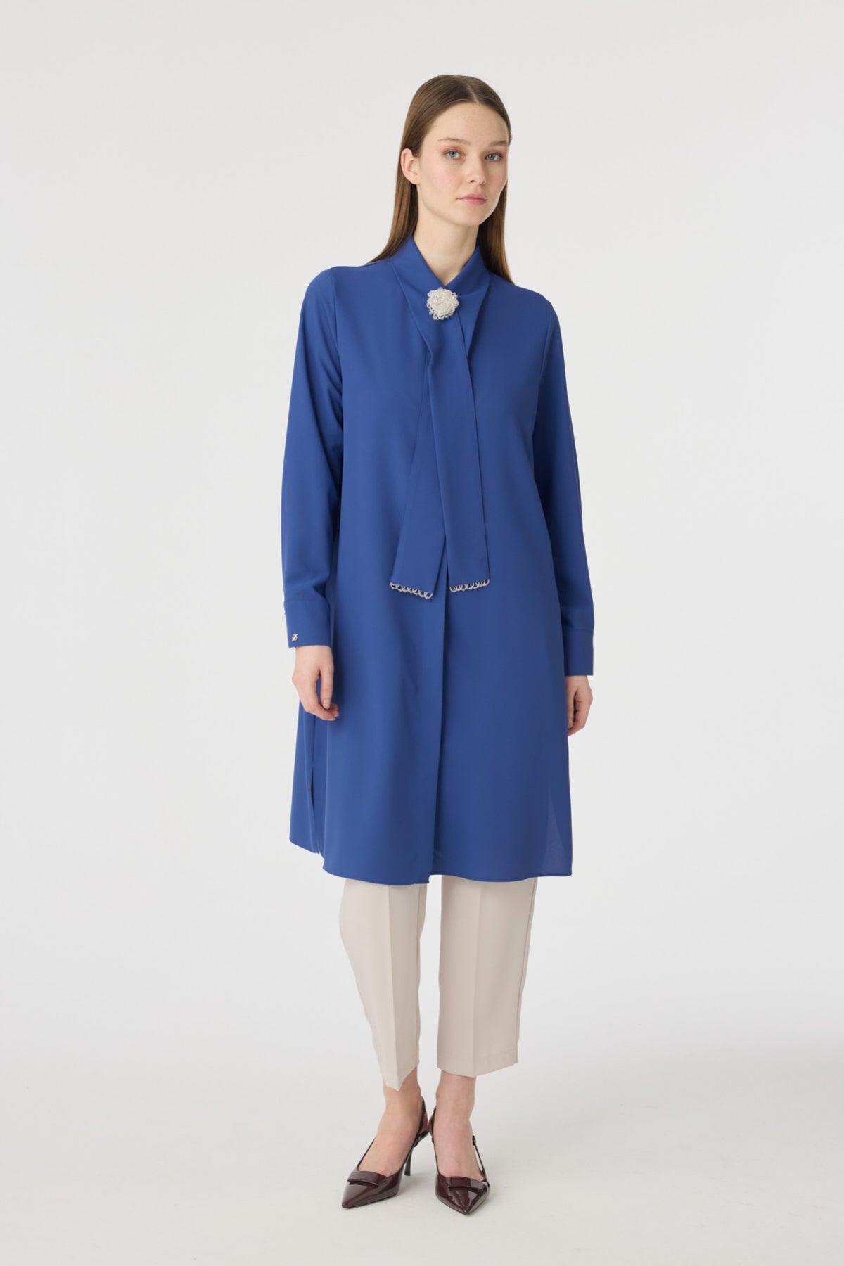 T-1672 SHON TUNİK 44-50 Indigo Tunik 1672