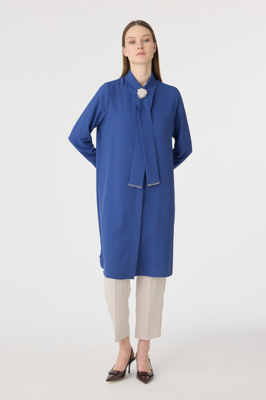 T-1672 SHON TUNİK 44-50 Indigo Tunik 1672