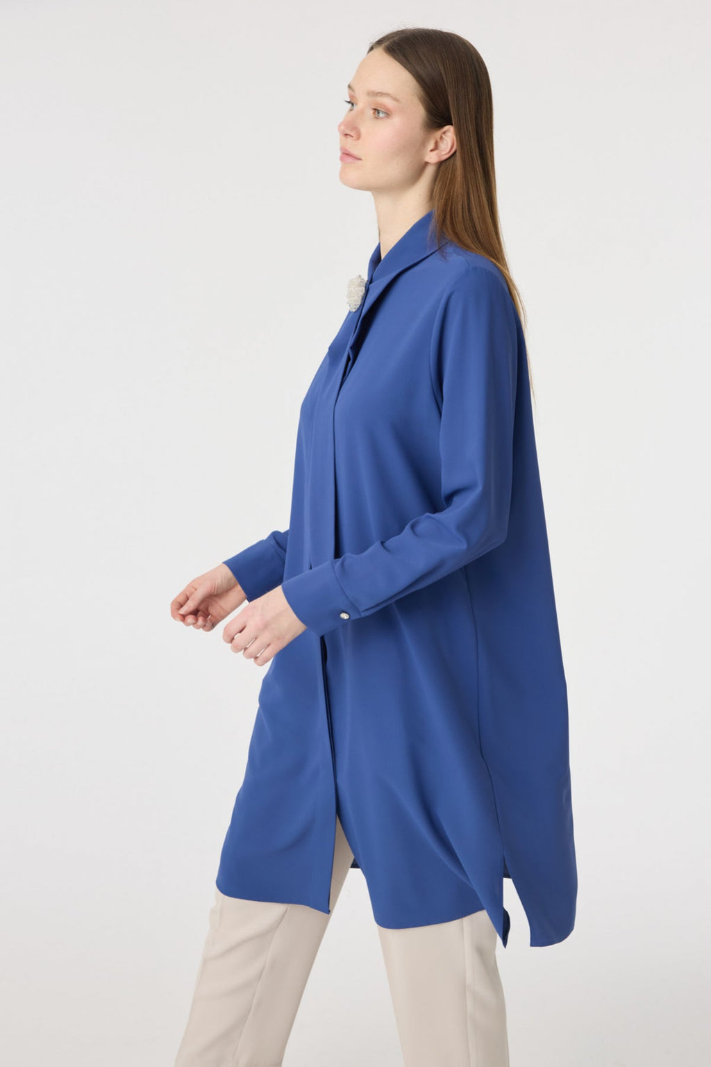 T-1672 SHON TUNİK 44-50 Indigo Tunik 1672