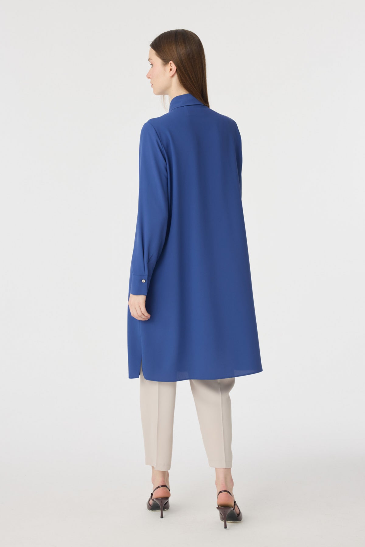 T-1672 SHON TUNİK 44-50 Indigo Tunik 1672