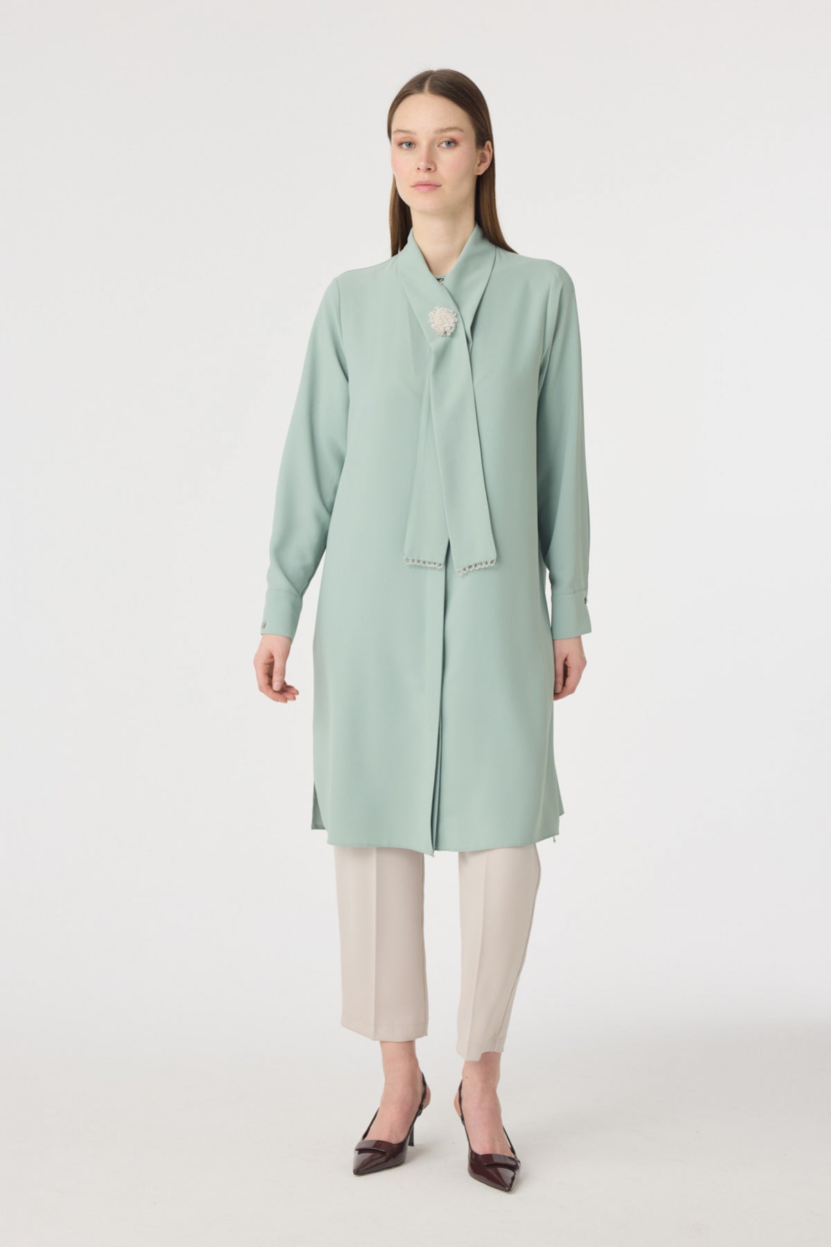 T-1672 SHON TUNİK 44-50 Mint Tunik 1672