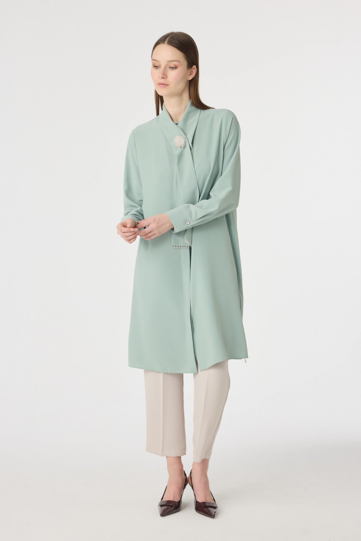 T-1672 SHON TUNİK 44-50 Mint Tunik 1672