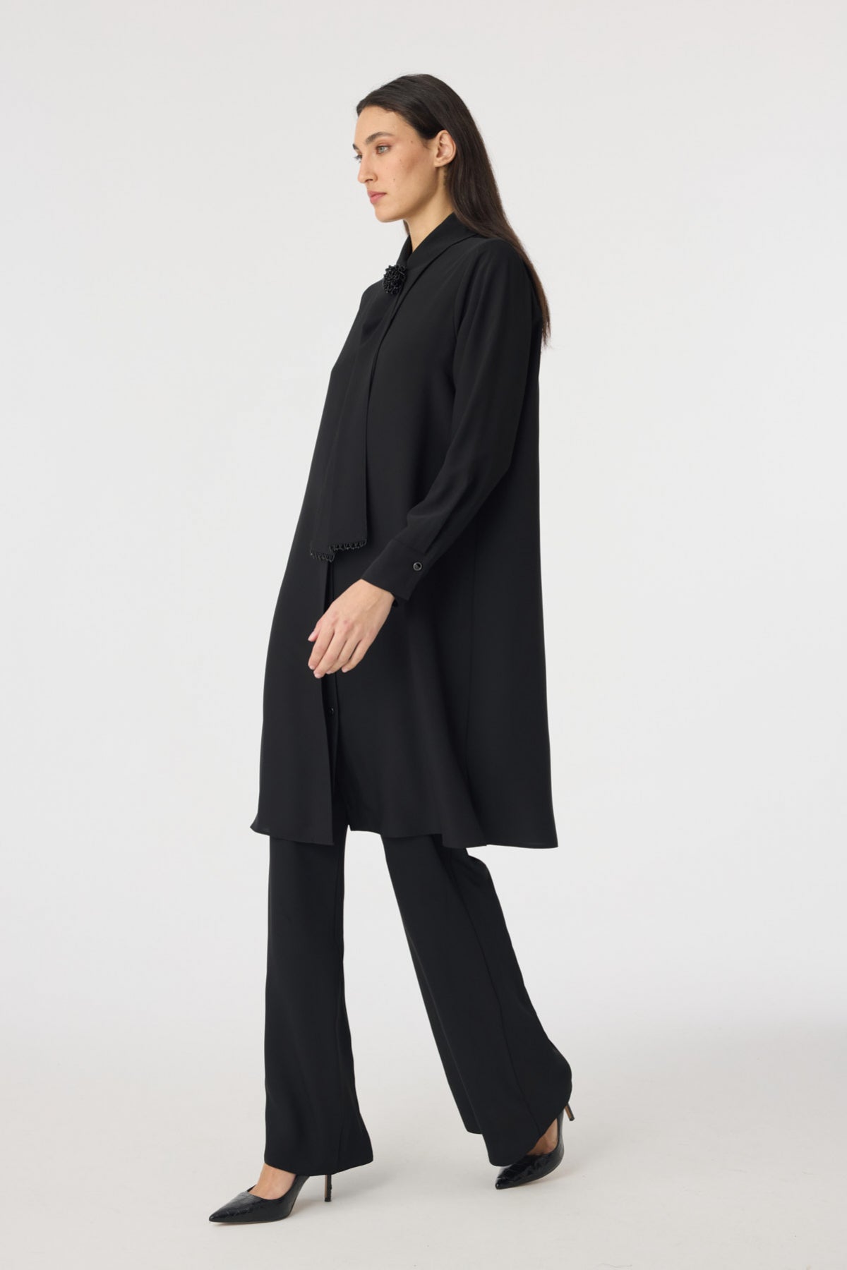 T-1672 SHON TUNİK 44-50 Siyah Tunik 1672
