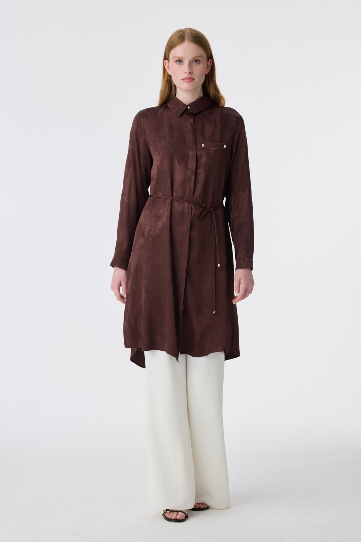 T-1675 MELURE TUNİK 38-46 Kahve Tunik 1675